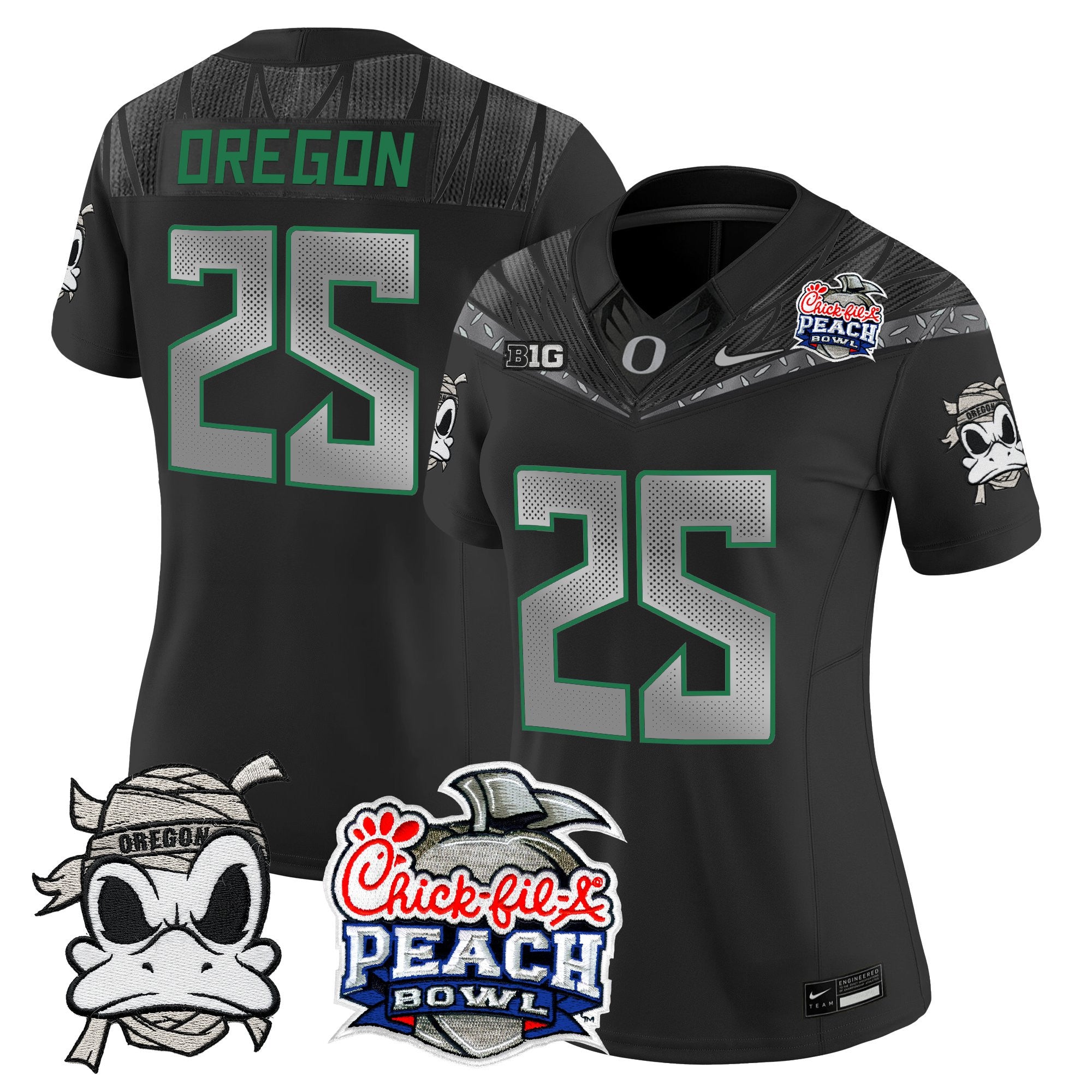 Women's Oregon Ducks "Mummy Duck" Vapor Limited Jersey - 2026 Peach Bowl Patch - All Stitched