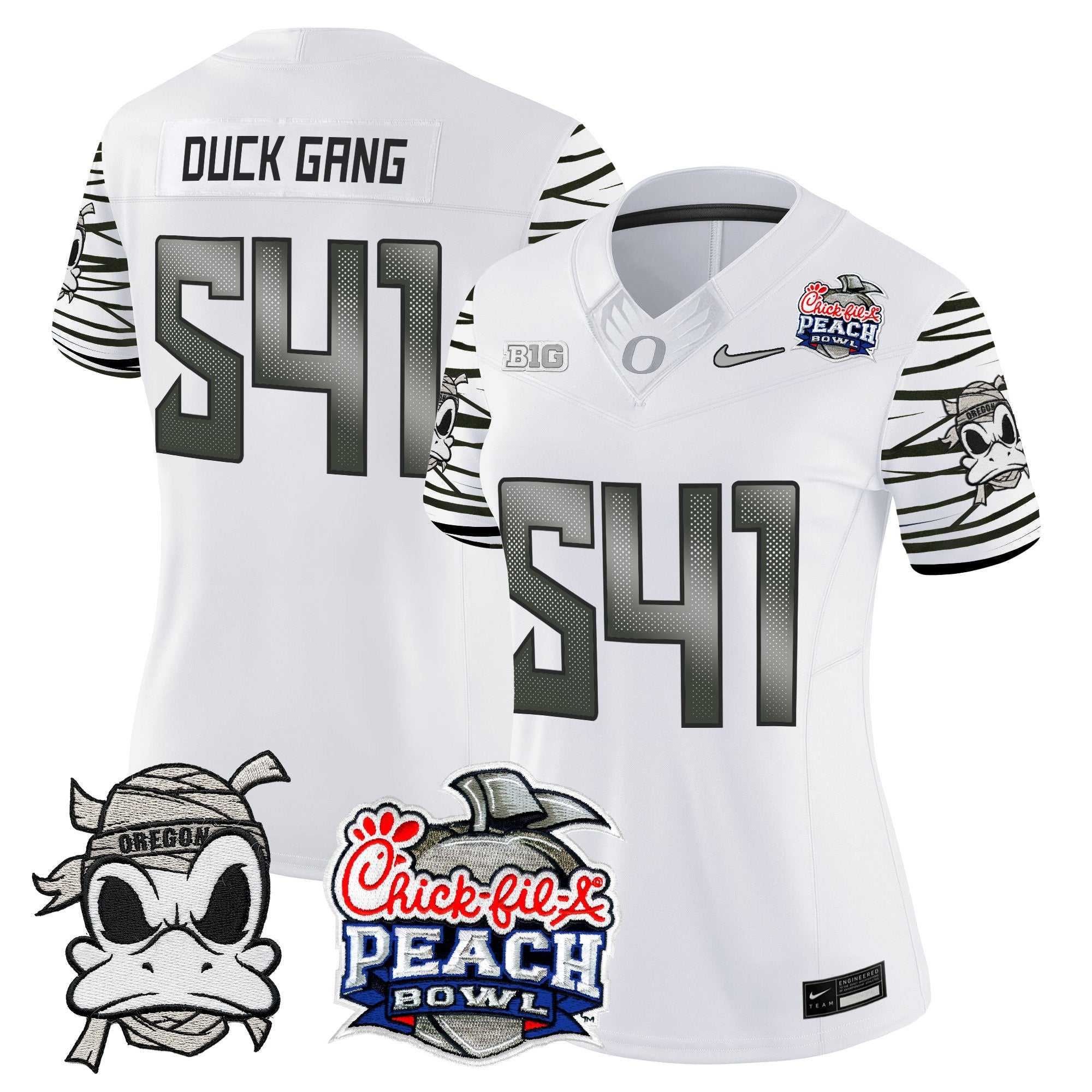 Women's Oregon Ducks "Mummy Duck" Vapor Limited Jersey - 2026 Peach Bowl Patch - All Stitched