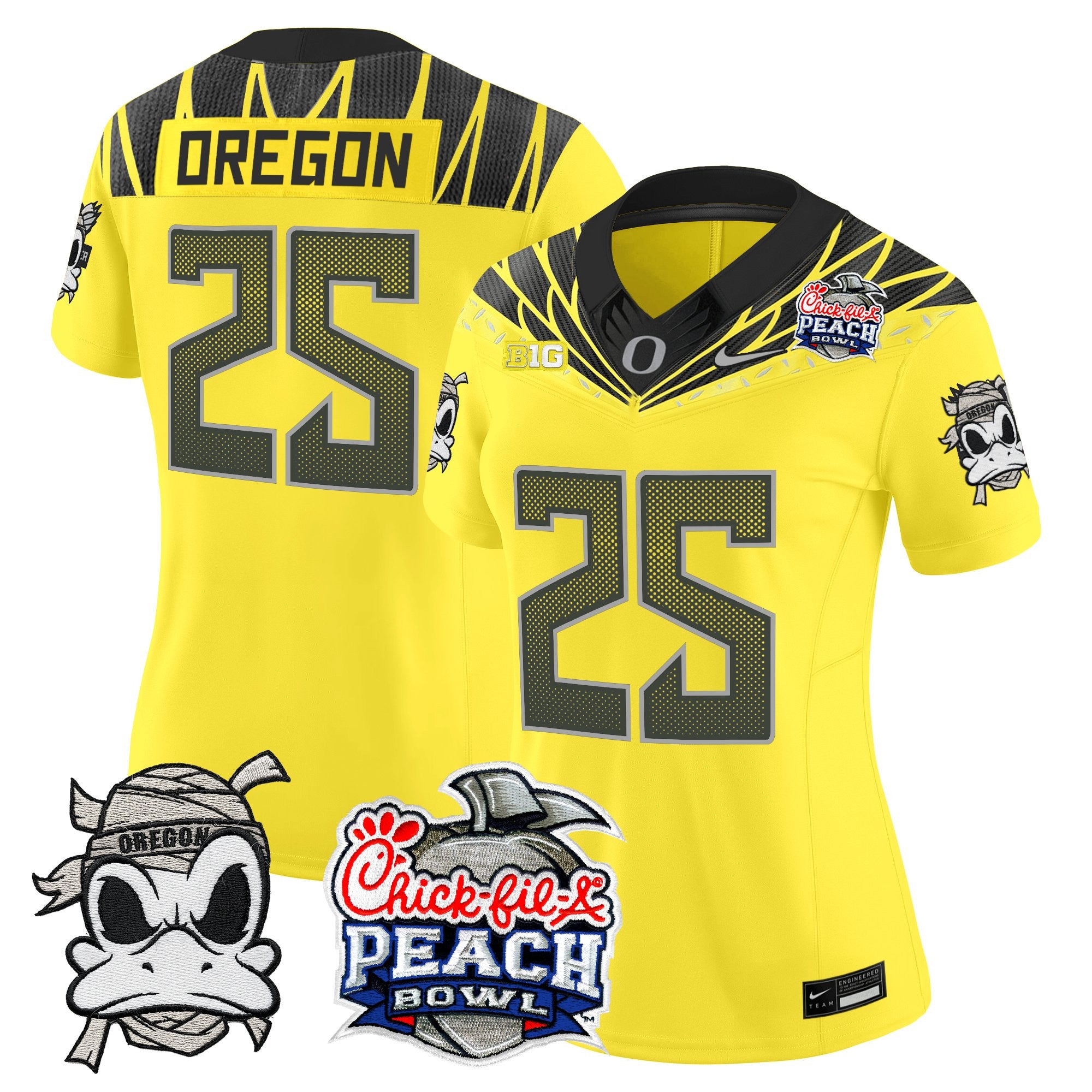 Women's Oregon Ducks "Mummy Duck" Vapor Limited Jersey - 2026 Peach Bowl Patch - All Stitched
