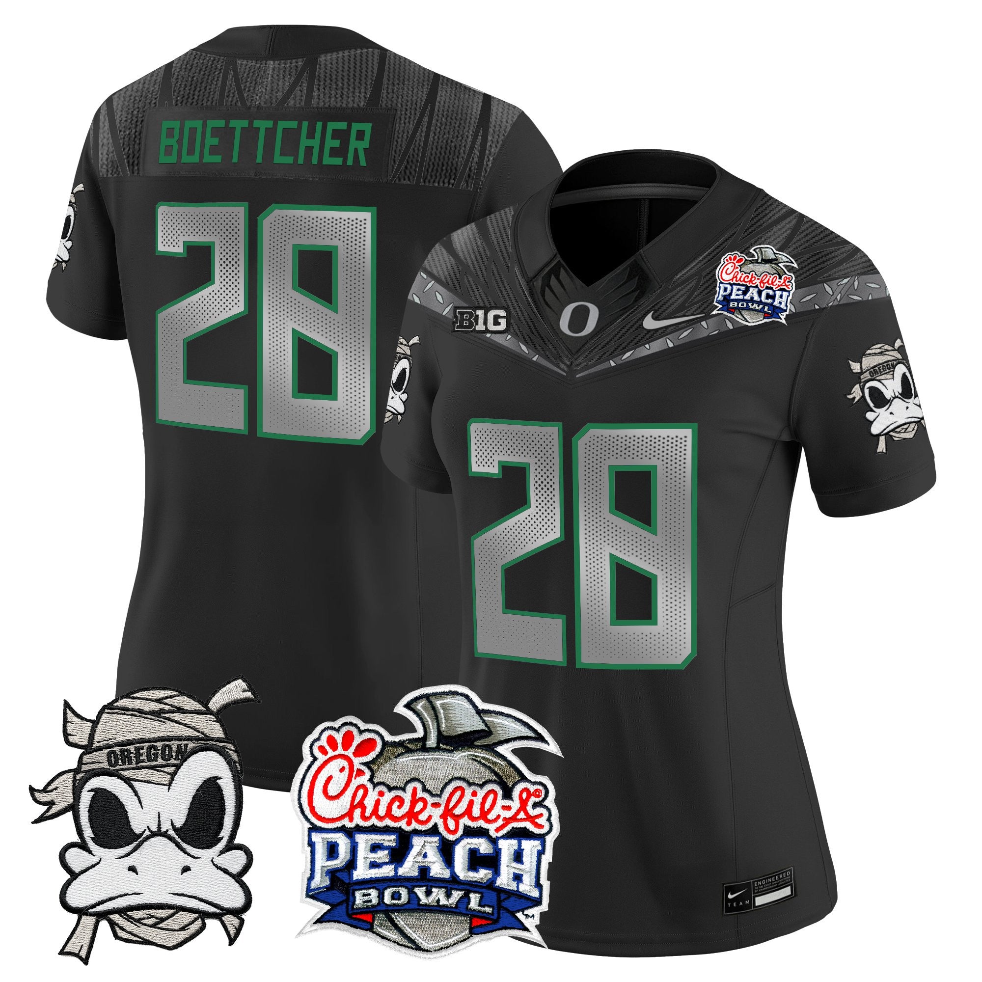 Women's Oregon Ducks "Mummy Duck" Vapor Limited Jersey - 2026 Peach Bowl Patch - All Stitched