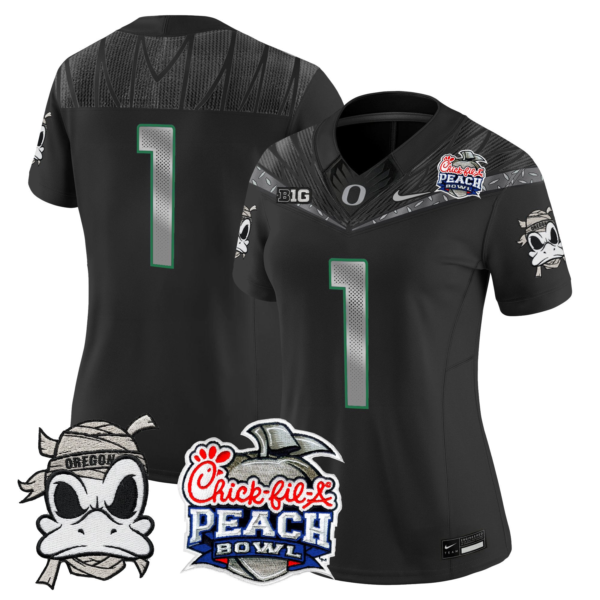Women's Oregon Ducks "Mummy Duck" Vapor Limited Jersey - 2026 Peach Bowl Patch - All Stitched