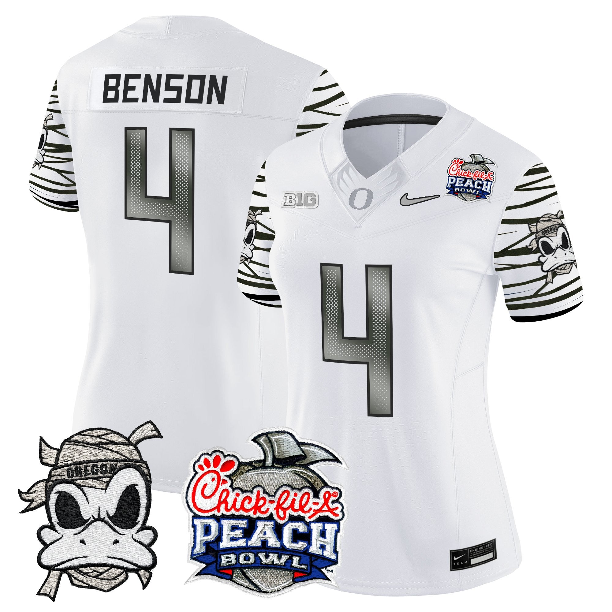 Women's Oregon Ducks "Mummy Duck" Vapor Limited Jersey - 2026 Peach Bowl Patch - All Stitched