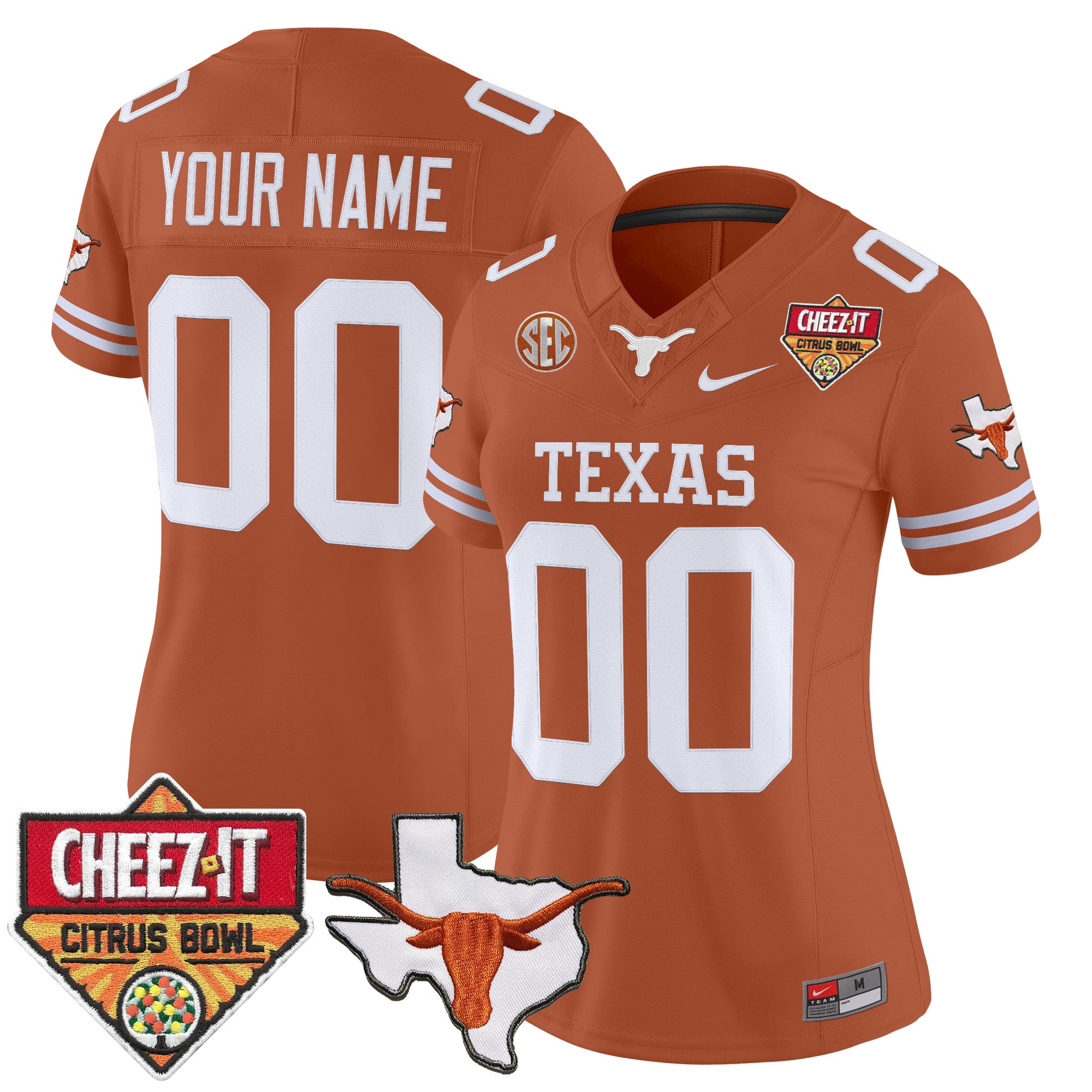 Texas Longhorns 2025 Cheez-It Citrus Bowl Patch Vapor Limited Custom Jersey - All Stitched