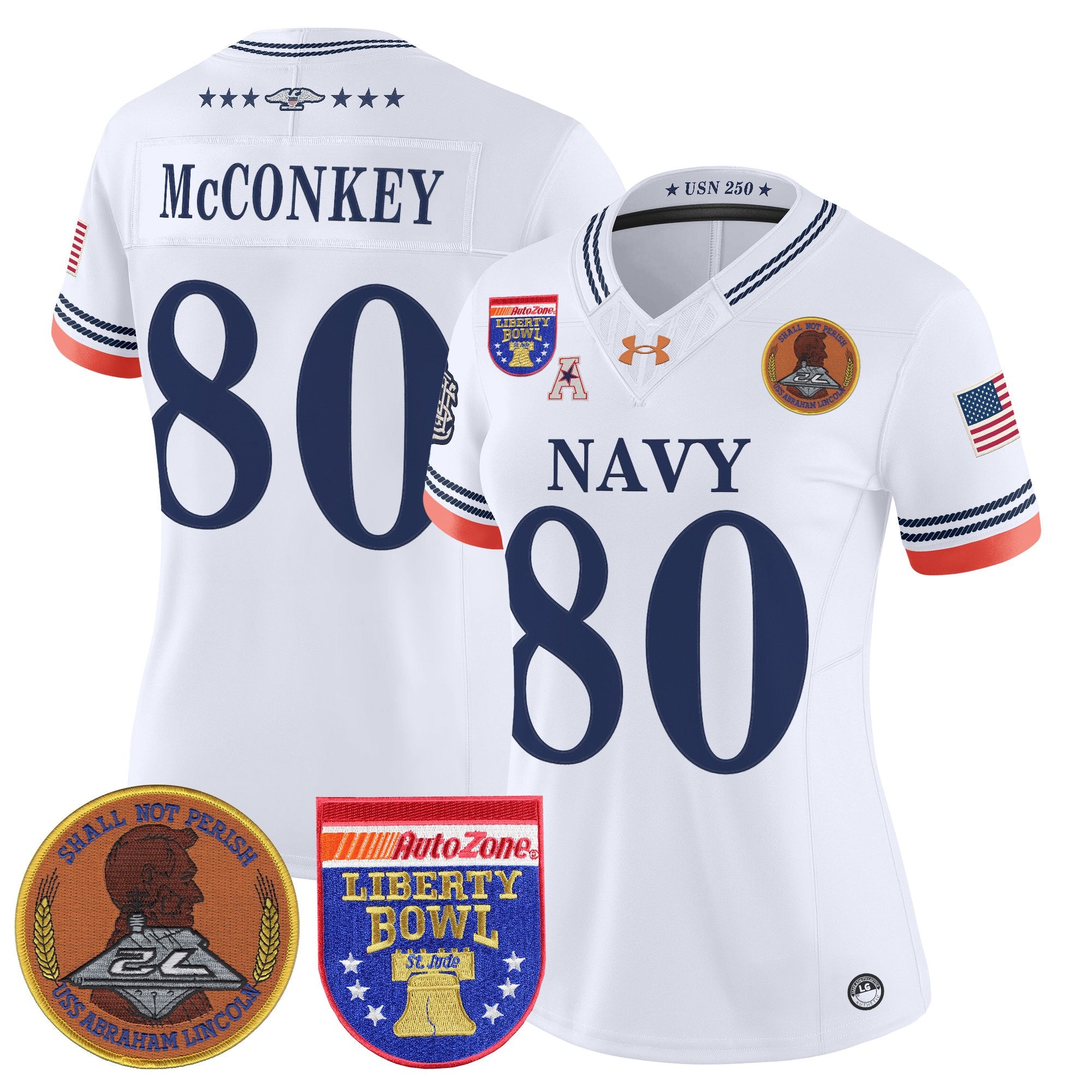 Women's Navy Midshipmen 250th Anniversary Vapor Limited Jersey - 2026 Liberty Bowl Patch - Stitched