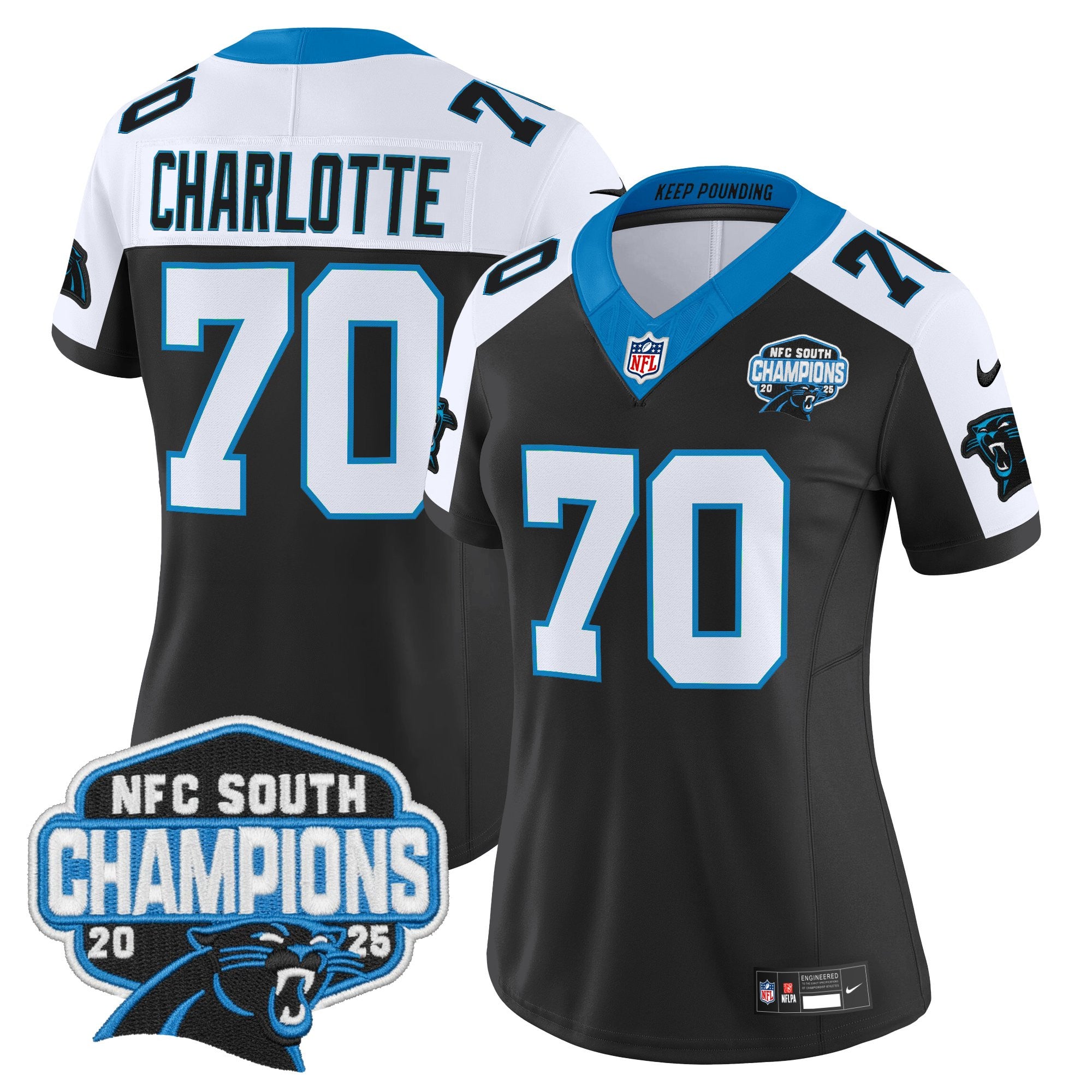 Women's Carolina Panthers 2025 NFC South Division Champions Vapor Limited Jersey - All Stitched