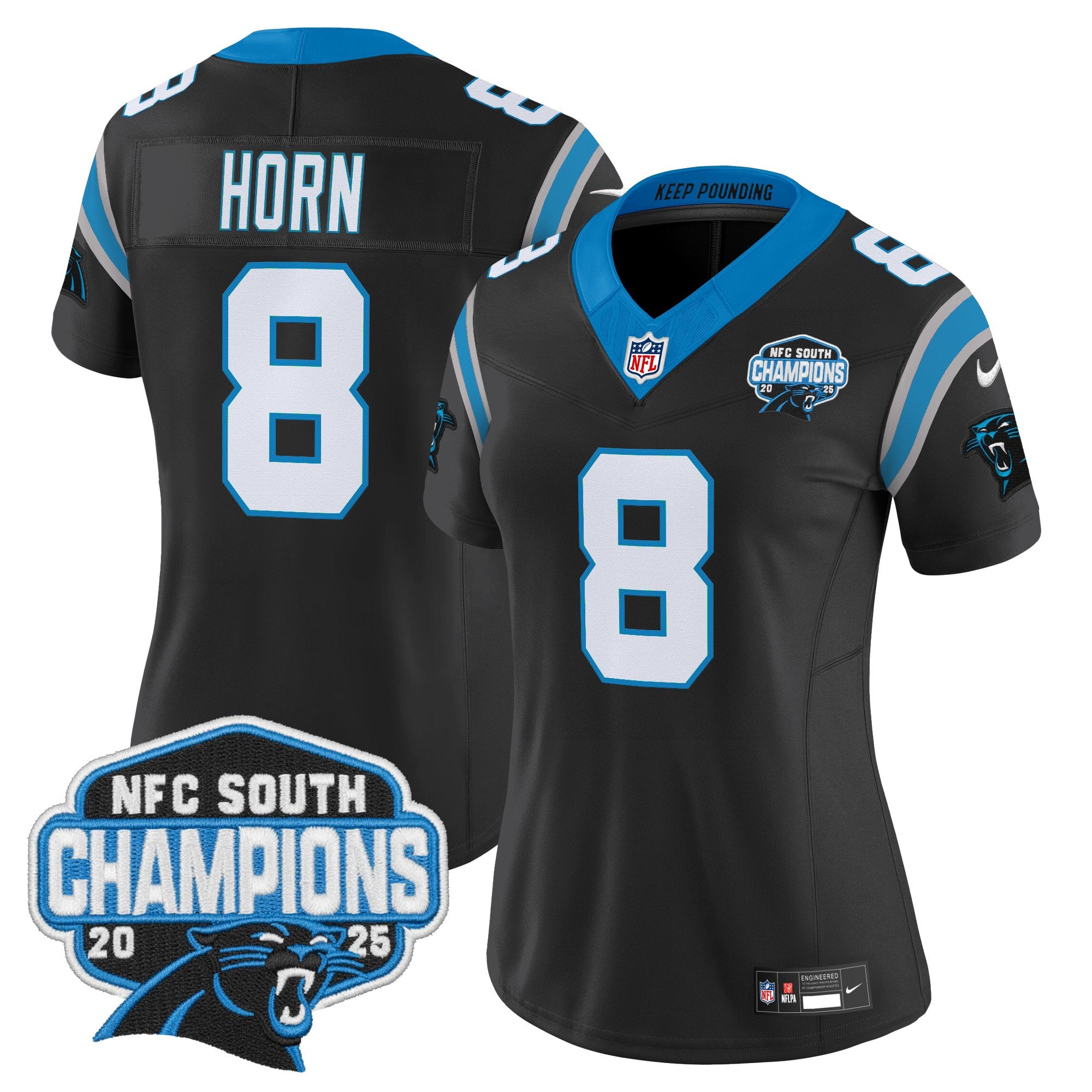 Women's Carolina Panthers 2025 NFC South Division Champions Vapor Limited Jersey - All Stitched