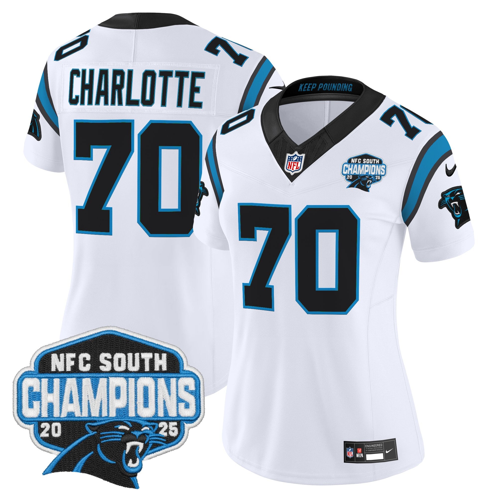 Women's Carolina Panthers 2025 NFC South Division Champions Vapor Limited Jersey - All Stitched