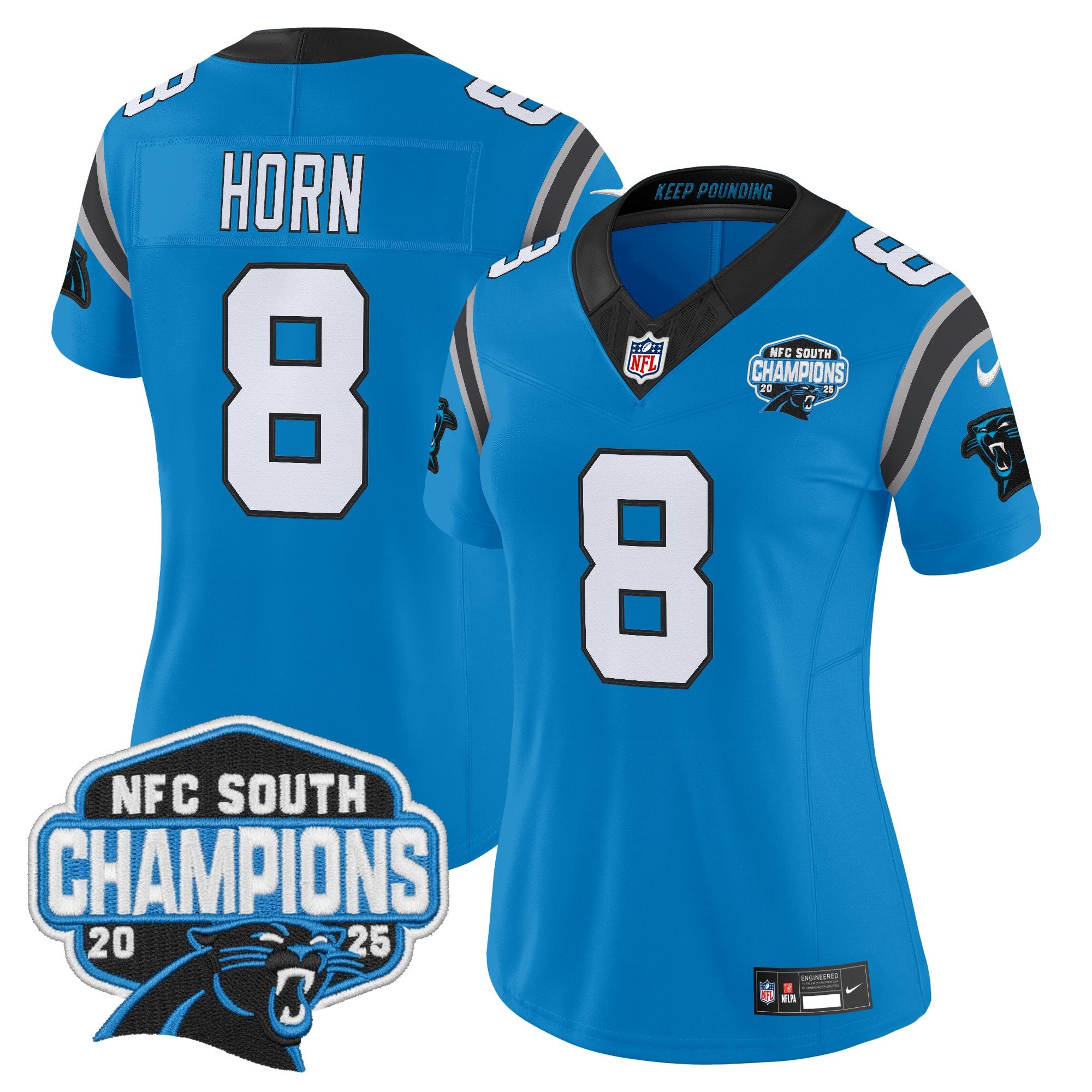 Women's Carolina Panthers 2025 NFC South Division Champions Vapor Limited Jersey - All Stitched