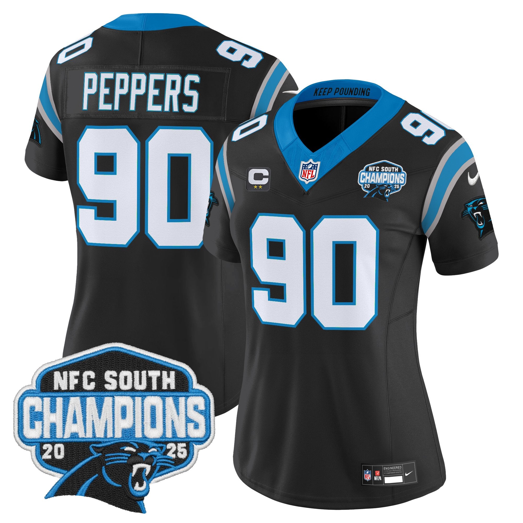 Women's Carolina Panthers 2025 NFC South Division Champions Vapor Limited Jersey - All Stitched