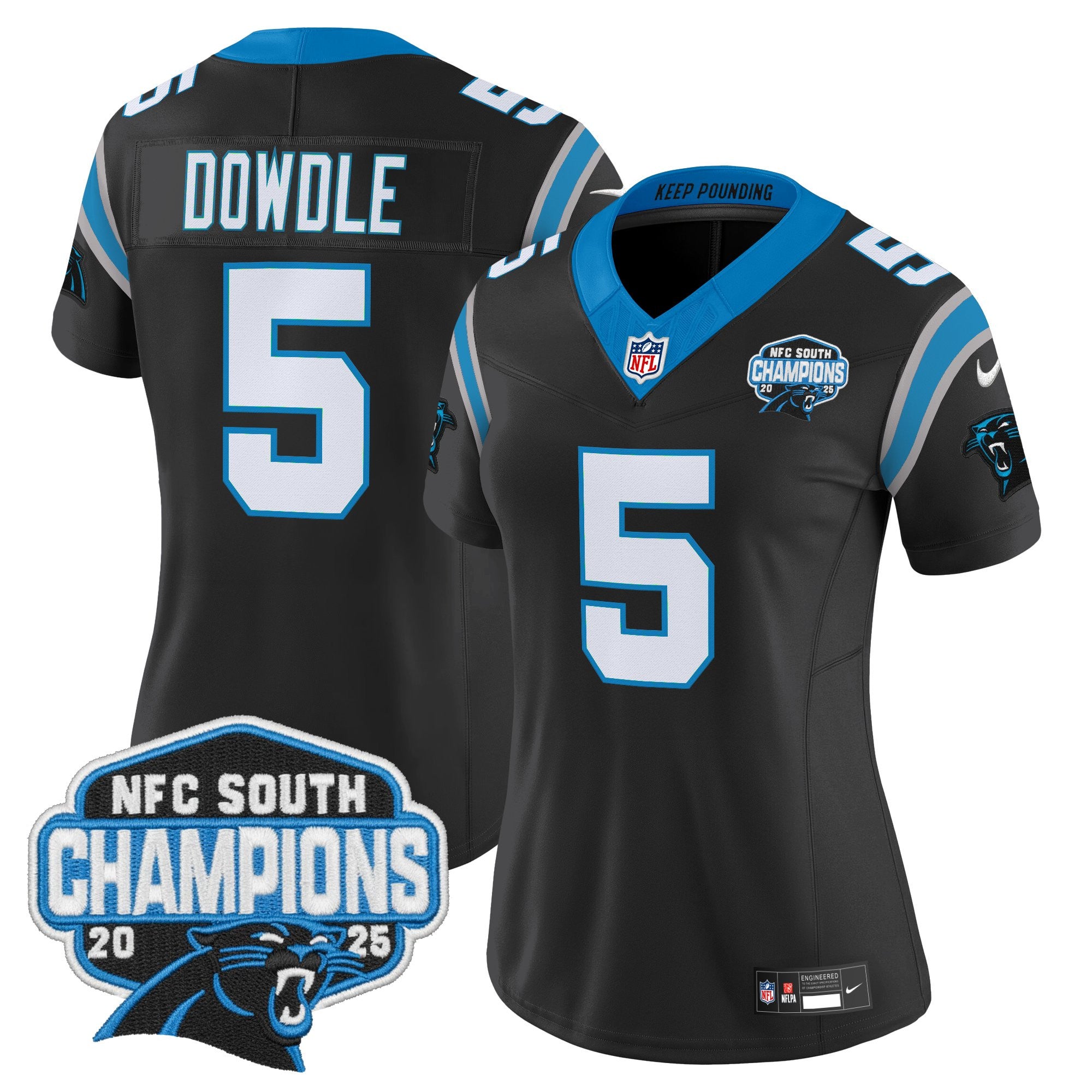 Women's Carolina Panthers 2025 NFC South Division Champions Vapor Limited Jersey - All Stitched