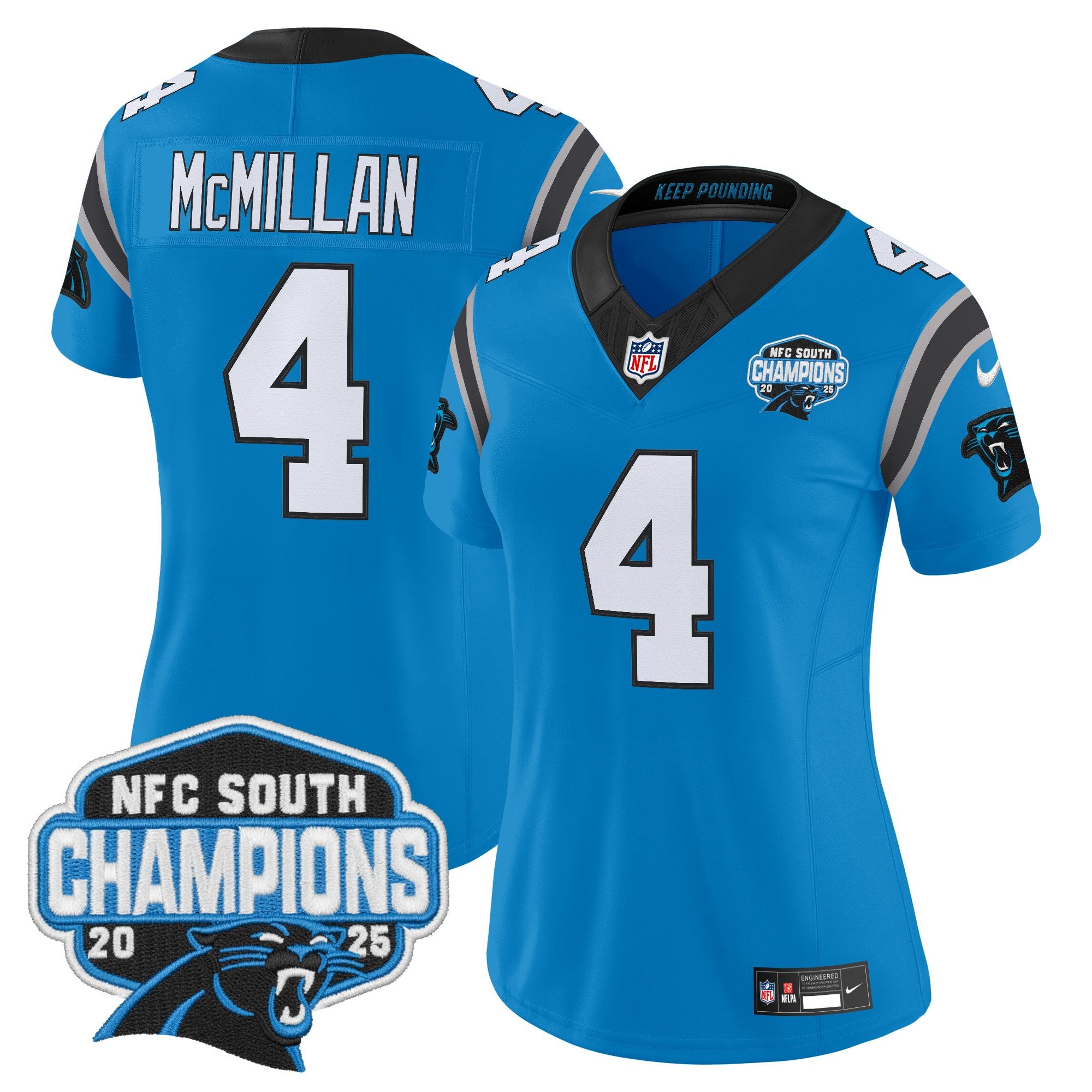 Women's Carolina Panthers 2025 NFC South Division Champions Vapor Limited Jersey - All Stitched
