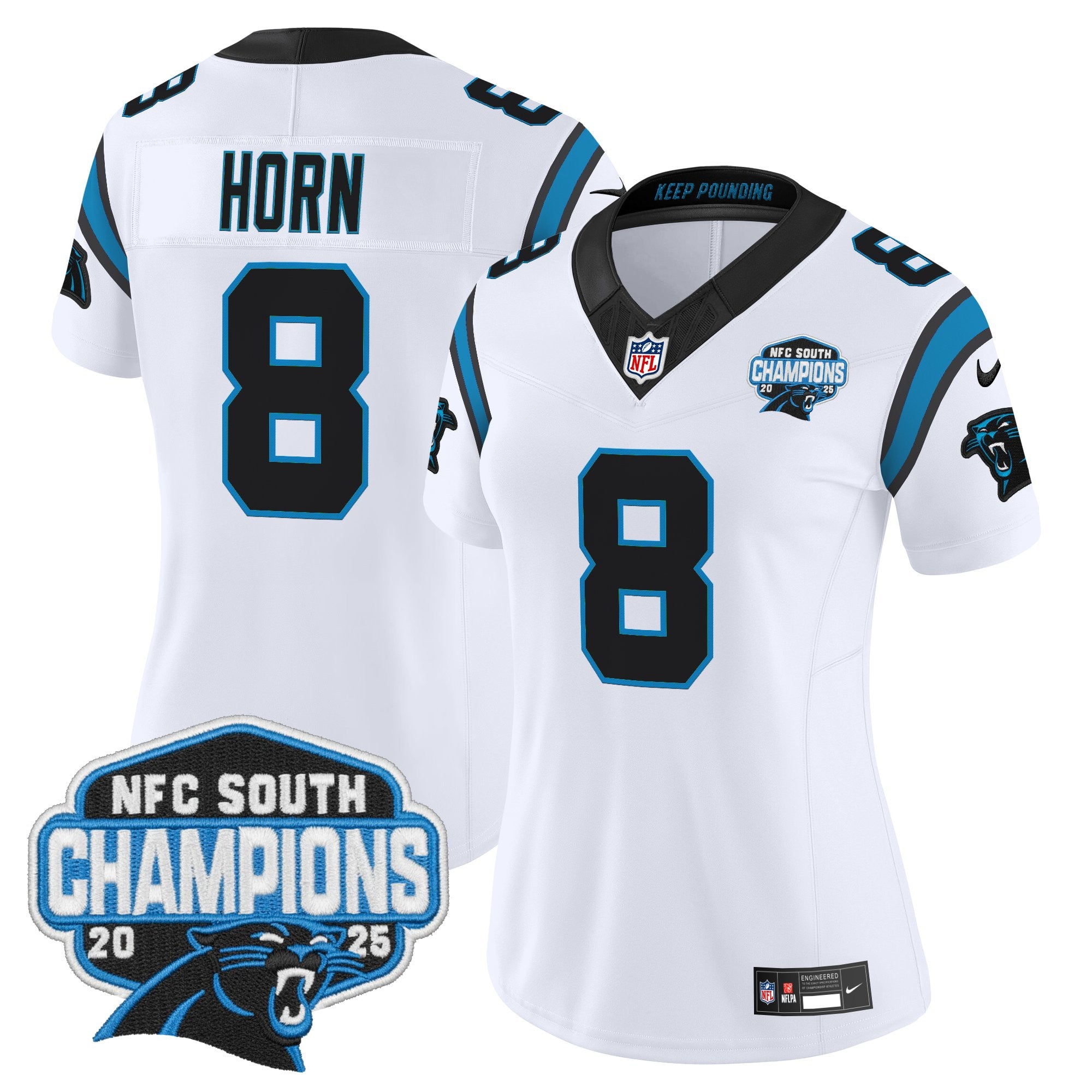 Women's Carolina Panthers 2025 NFC South Division Champions Vapor Limited Jersey - All Stitched