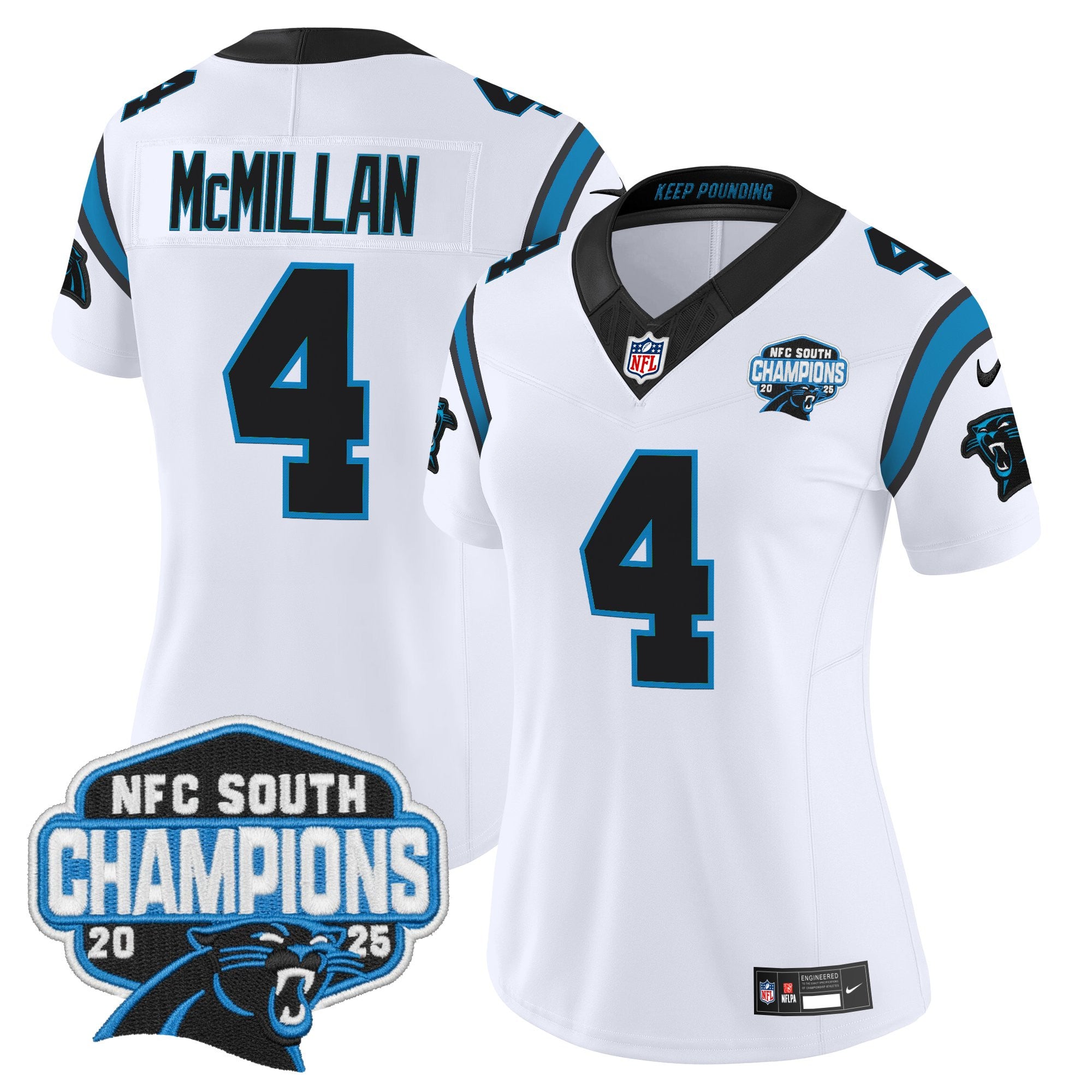 Women's Carolina Panthers 2025 NFC South Division Champions Vapor Limited Jersey - All Stitched