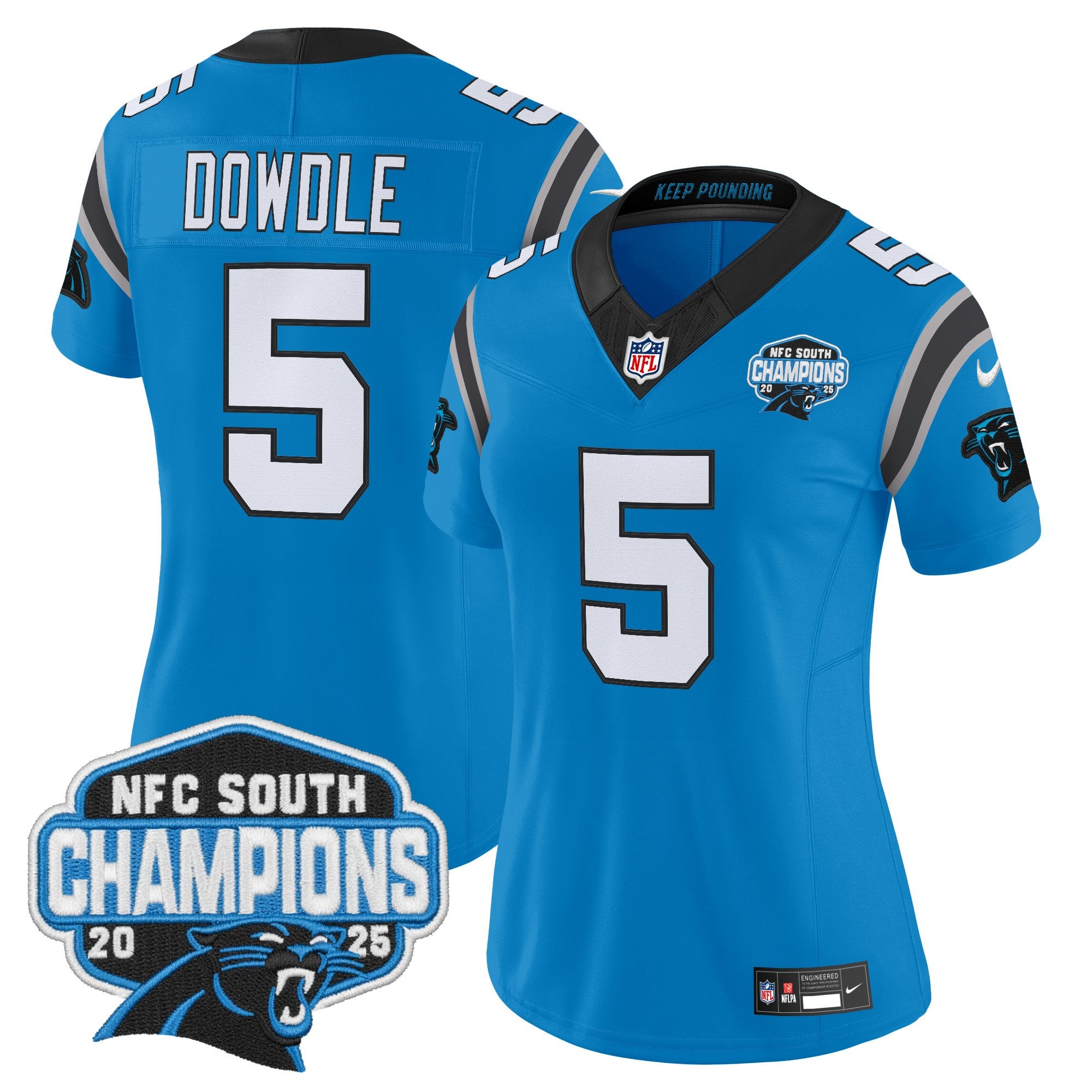 Women's Carolina Panthers 2025 NFC South Division Champions Vapor Limited Jersey - All Stitched