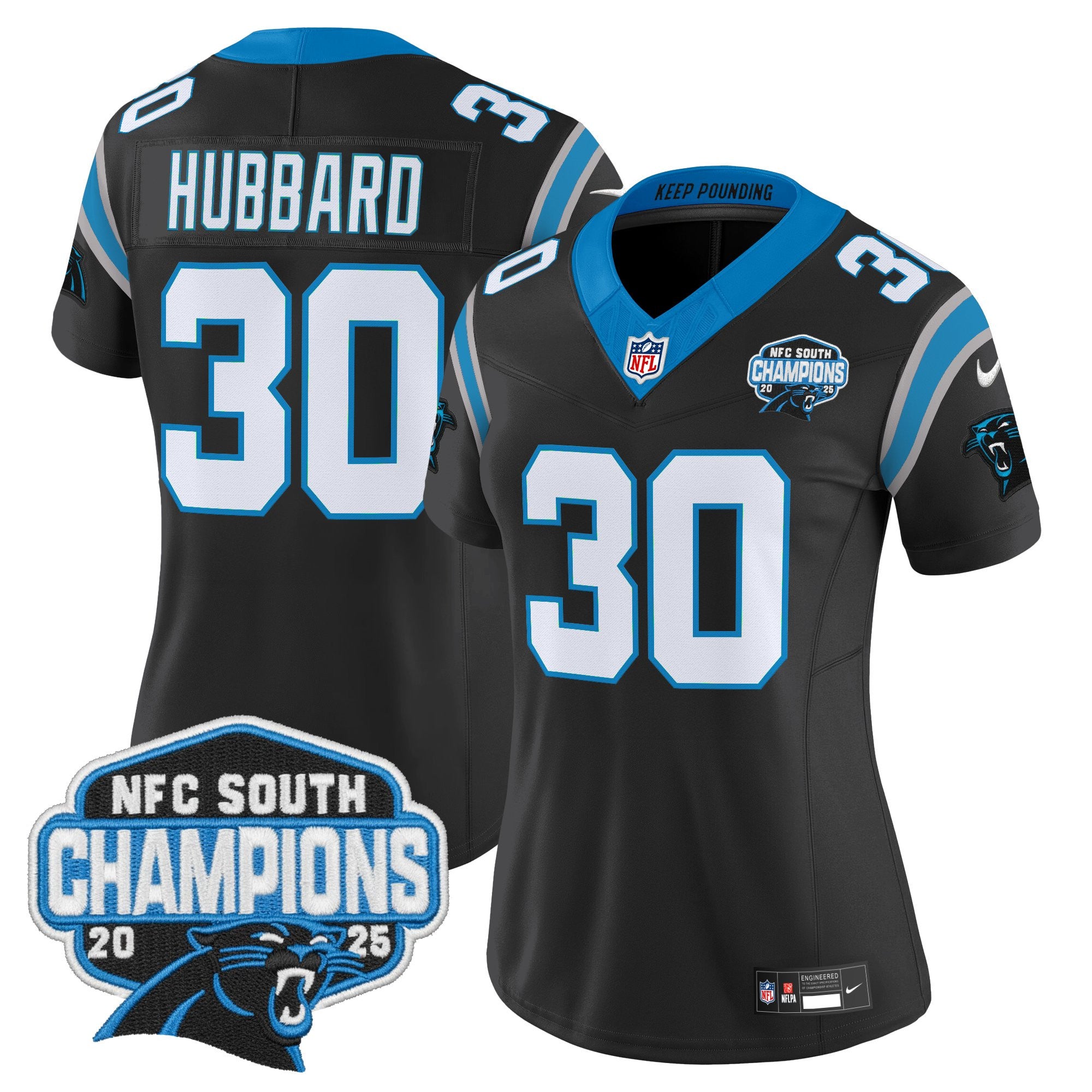 Women's Carolina Panthers 2025 NFC South Division Champions Vapor Limited Jersey - All Stitched