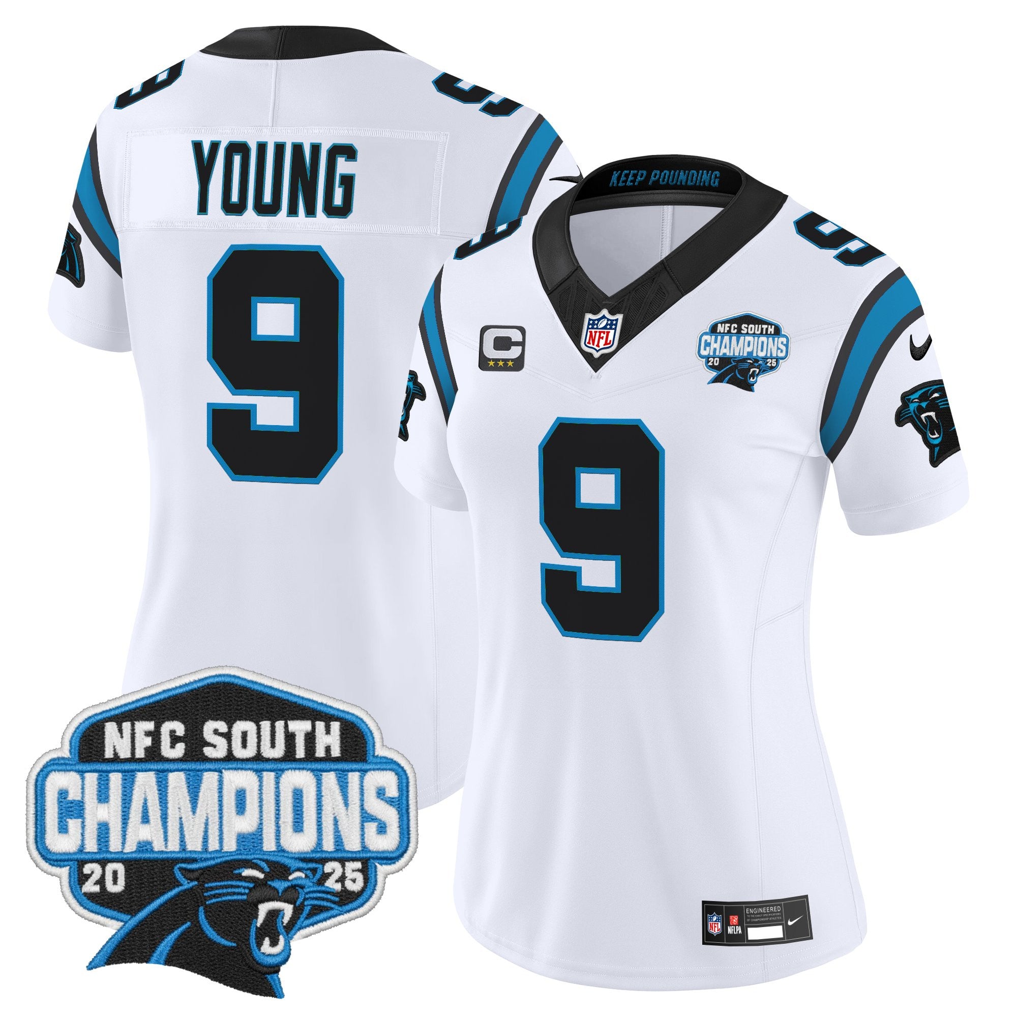 Women's Carolina Panthers 2025 NFC South Division Champions Vapor Limited Jersey - All Stitched
