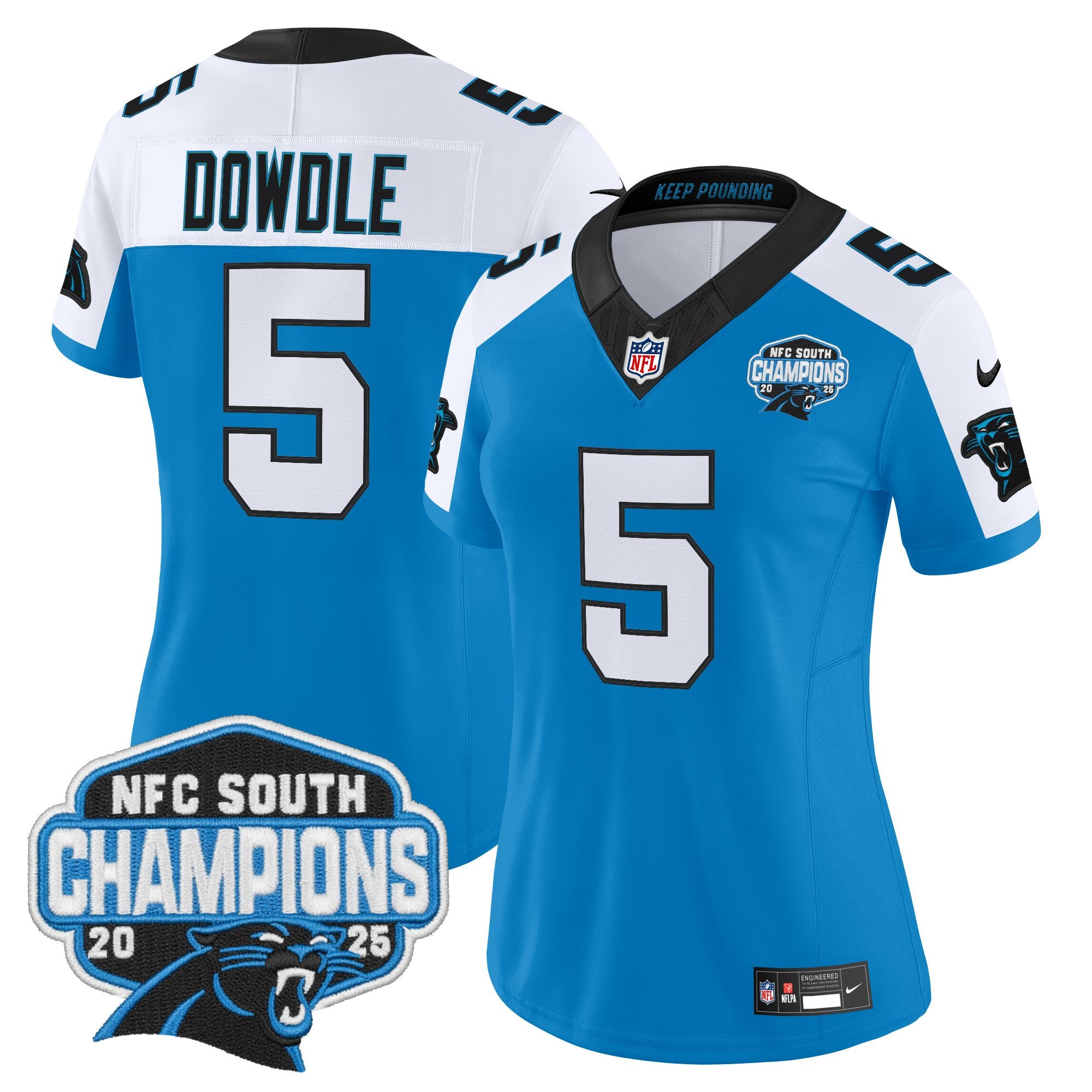 Women's Carolina Panthers 2025 NFC South Division Champions Vapor Limited Jersey - All Stitched