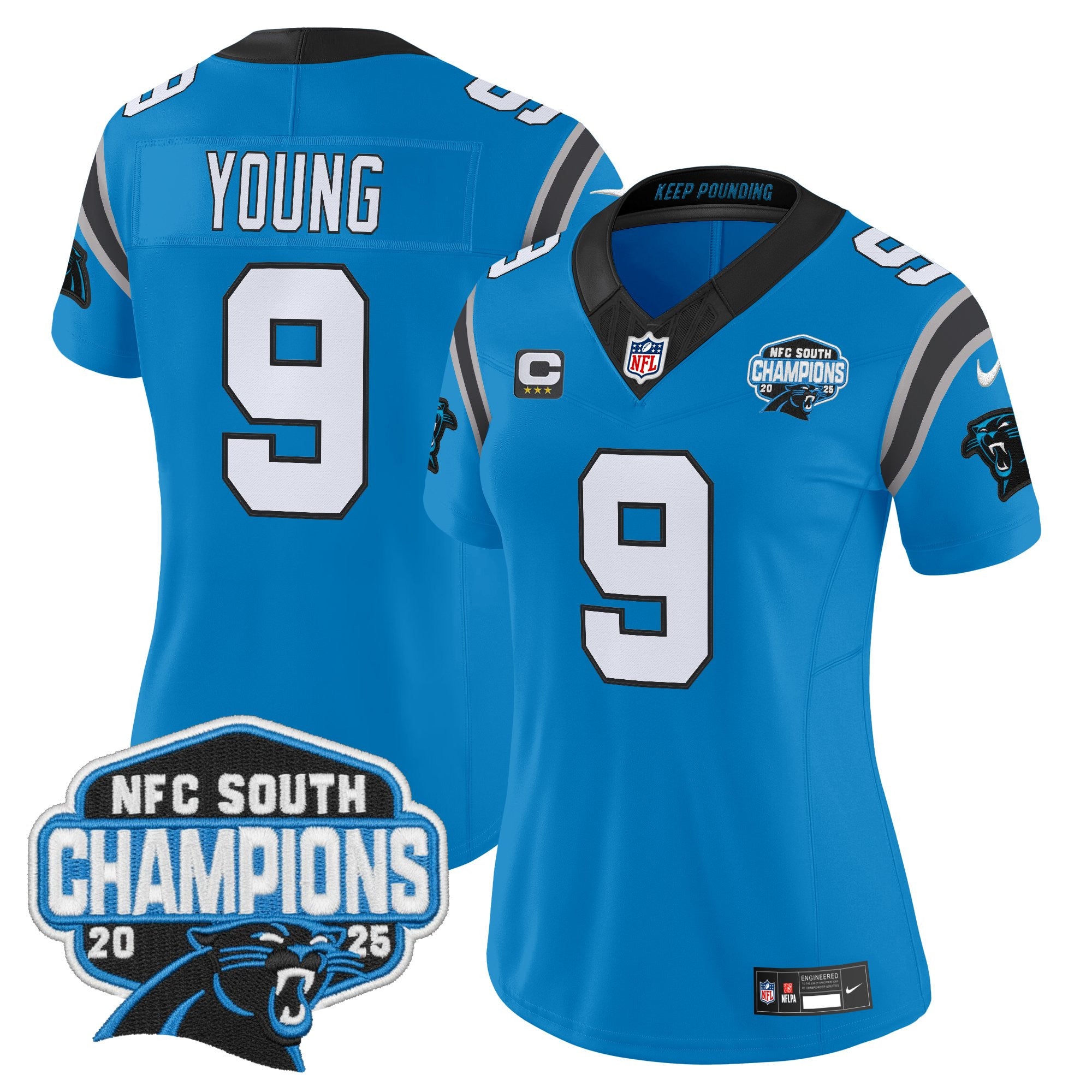 Women's Carolina Panthers 2025 NFC South Division Champions Vapor Limited Jersey - All Stitched