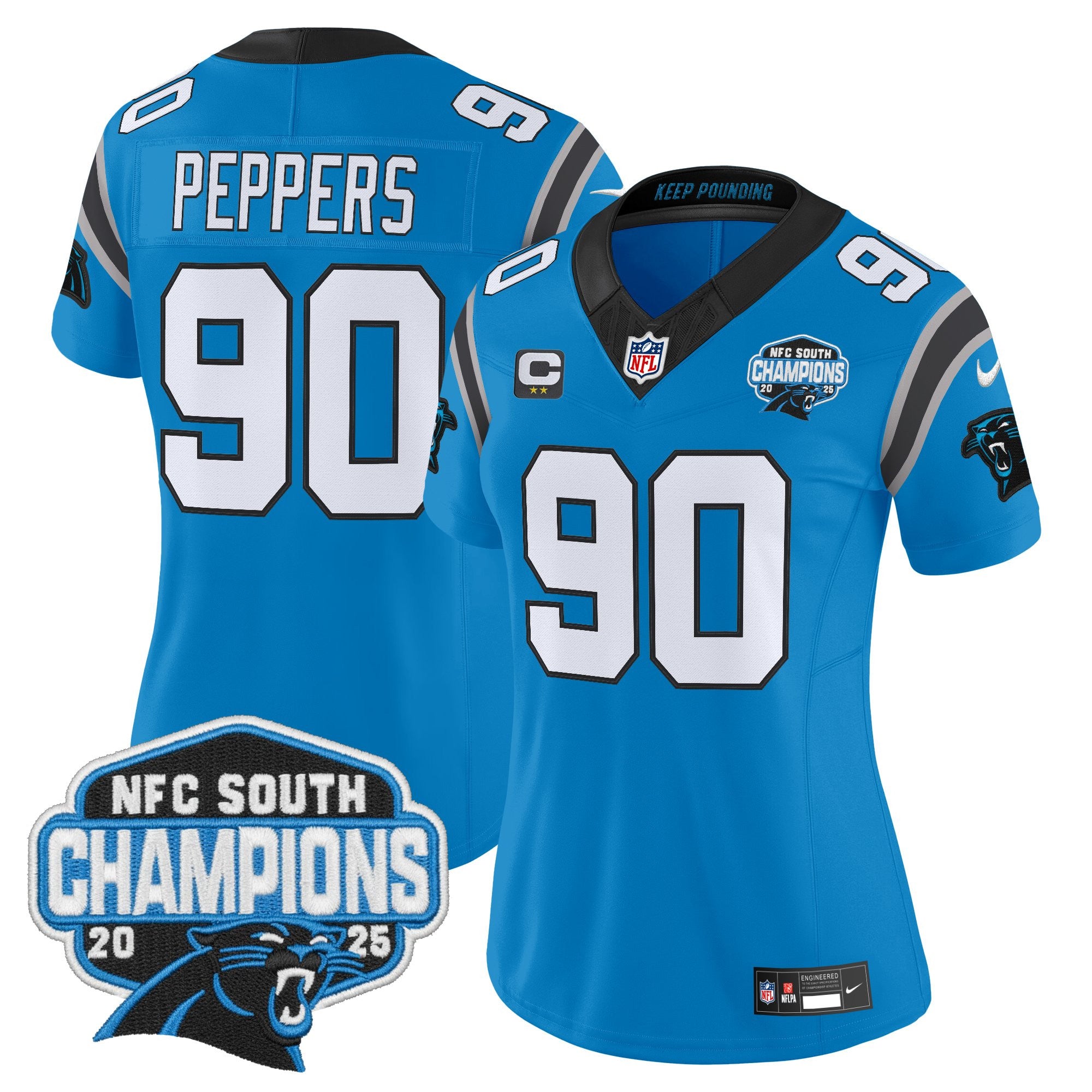 Women's Carolina Panthers 2025 NFC South Division Champions Vapor Limited Jersey - All Stitched