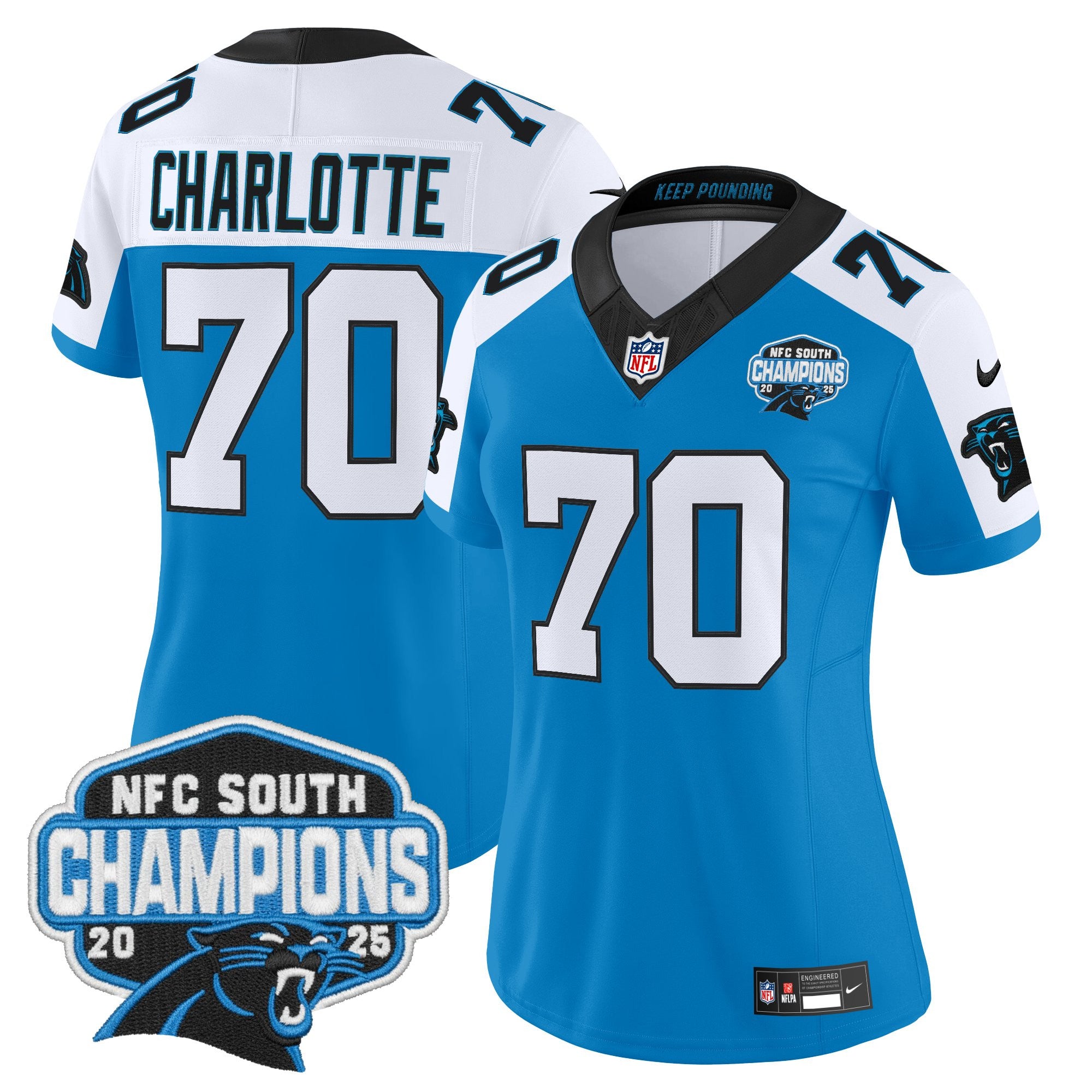 Women's Carolina Panthers 2025 NFC South Division Champions Vapor Limited Jersey - All Stitched