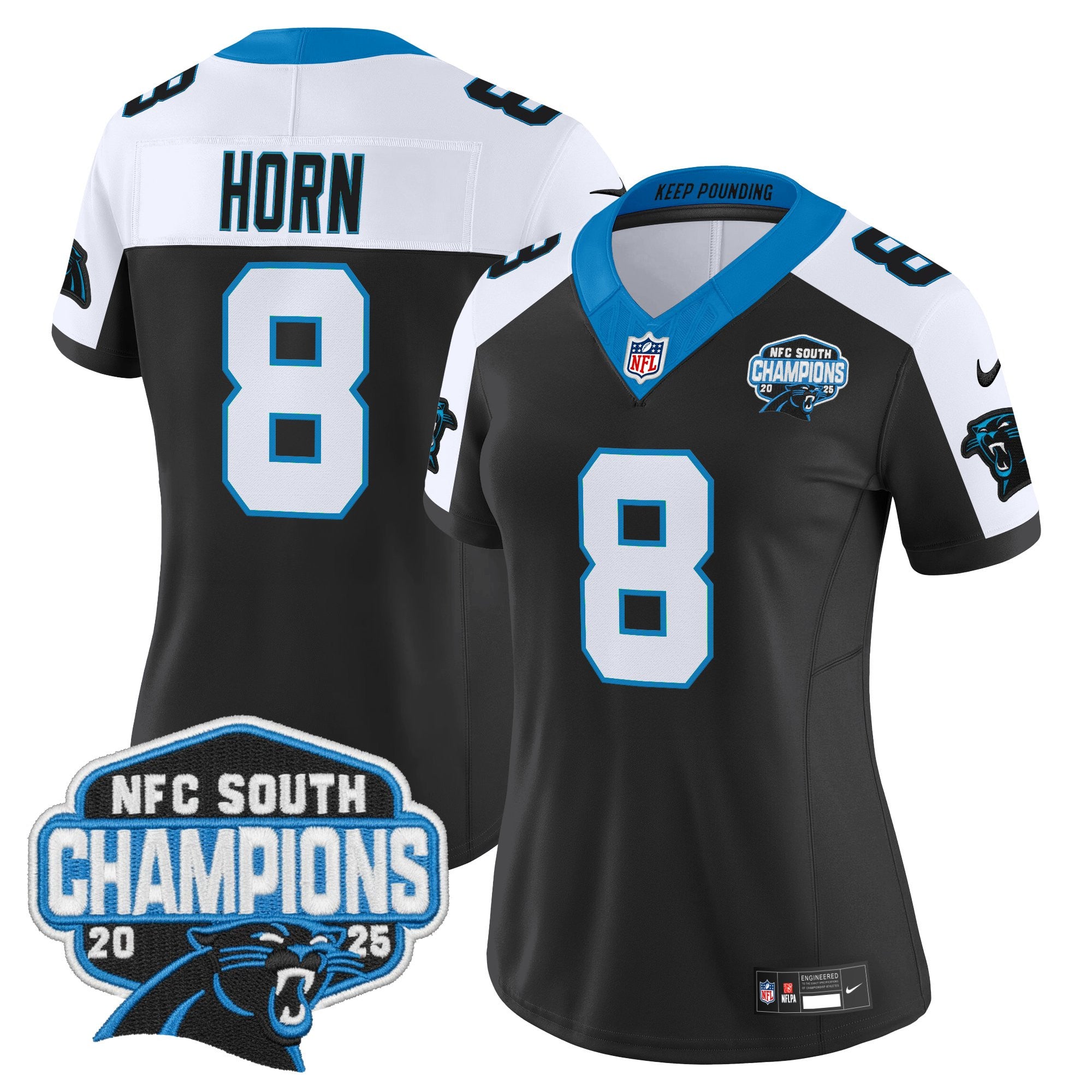 Women's Carolina Panthers 2025 NFC South Division Champions Vapor Limited Jersey - All Stitched