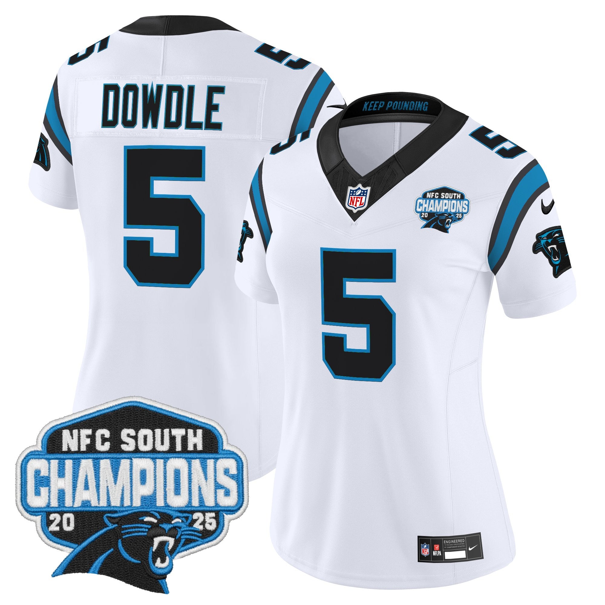 Women's Carolina Panthers 2025 NFC South Division Champions Vapor Limited Jersey - All Stitched