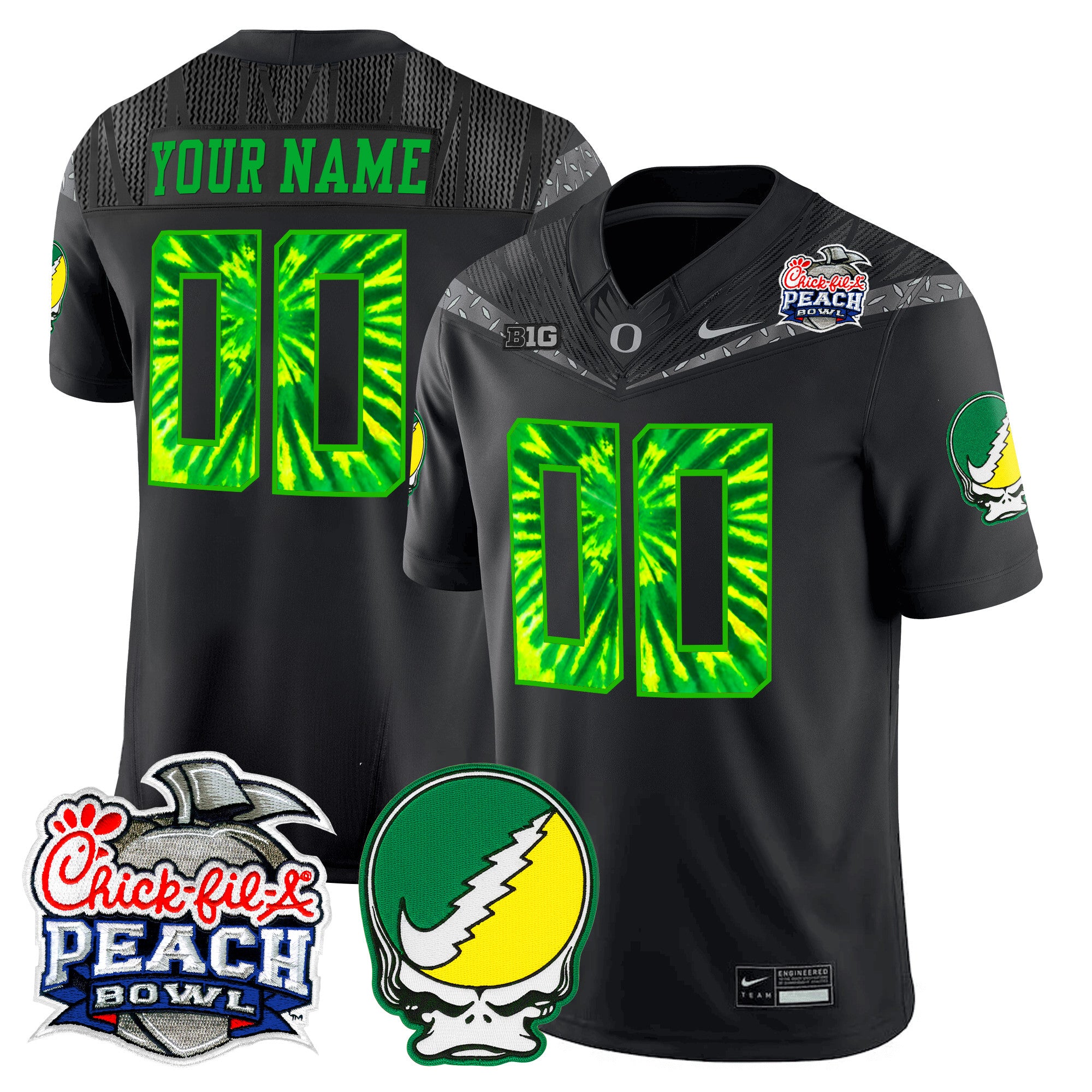 Oregon Ducks "Grateful Ducks" Vapor Limited Custom Jersey - 2026 Peach Bowl Patch - All Stitched