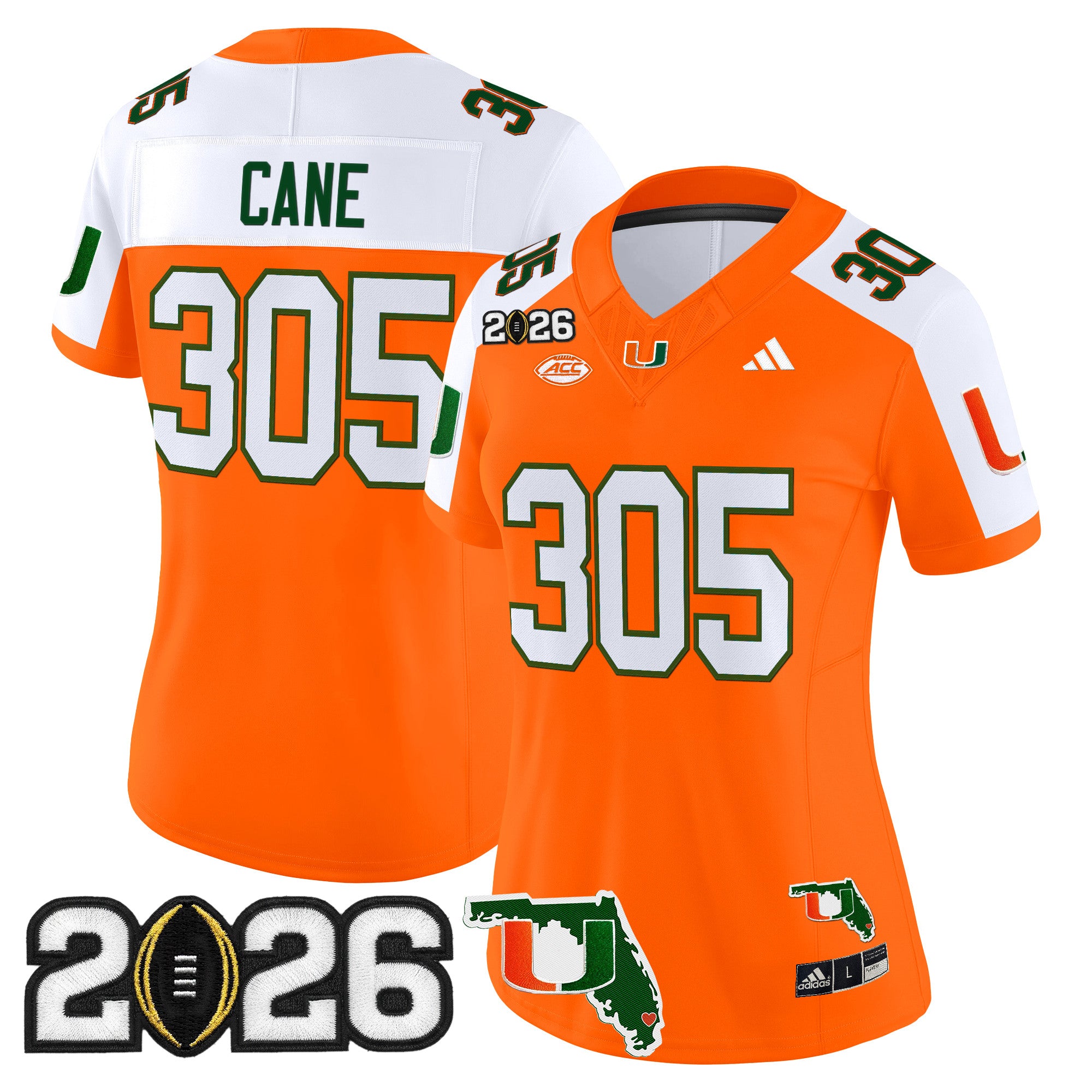 Women's Miami Hurricanes 2026 CFP Final & Florida Patch Vapor Limited Jersey - All Stitched
