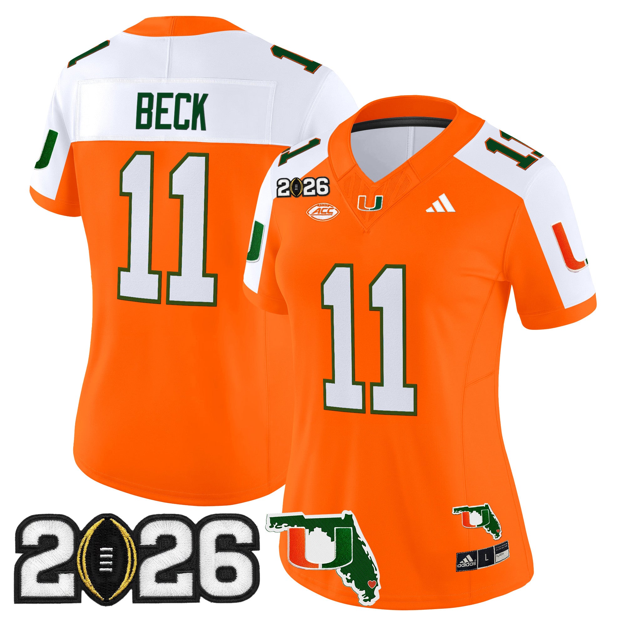 Women's Miami Hurricanes 2026 CFP Final & Florida Patch Vapor Limited Jersey - All Stitched