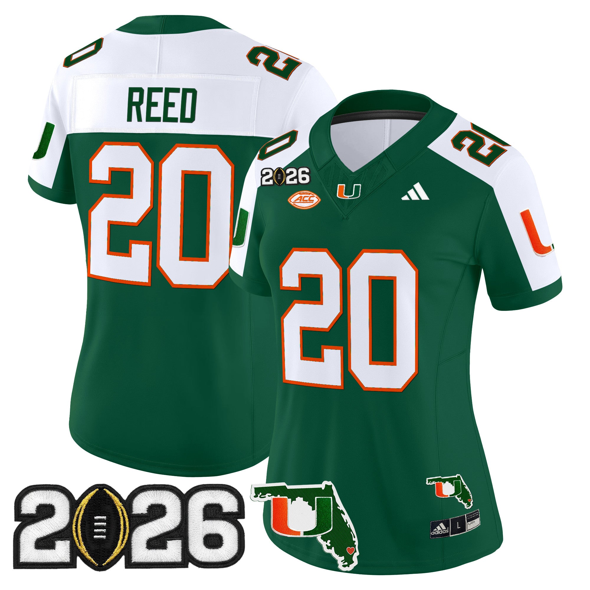 Women's Miami Hurricanes 2026 CFP Final & Florida Patch Vapor Limited Jersey - All Stitched