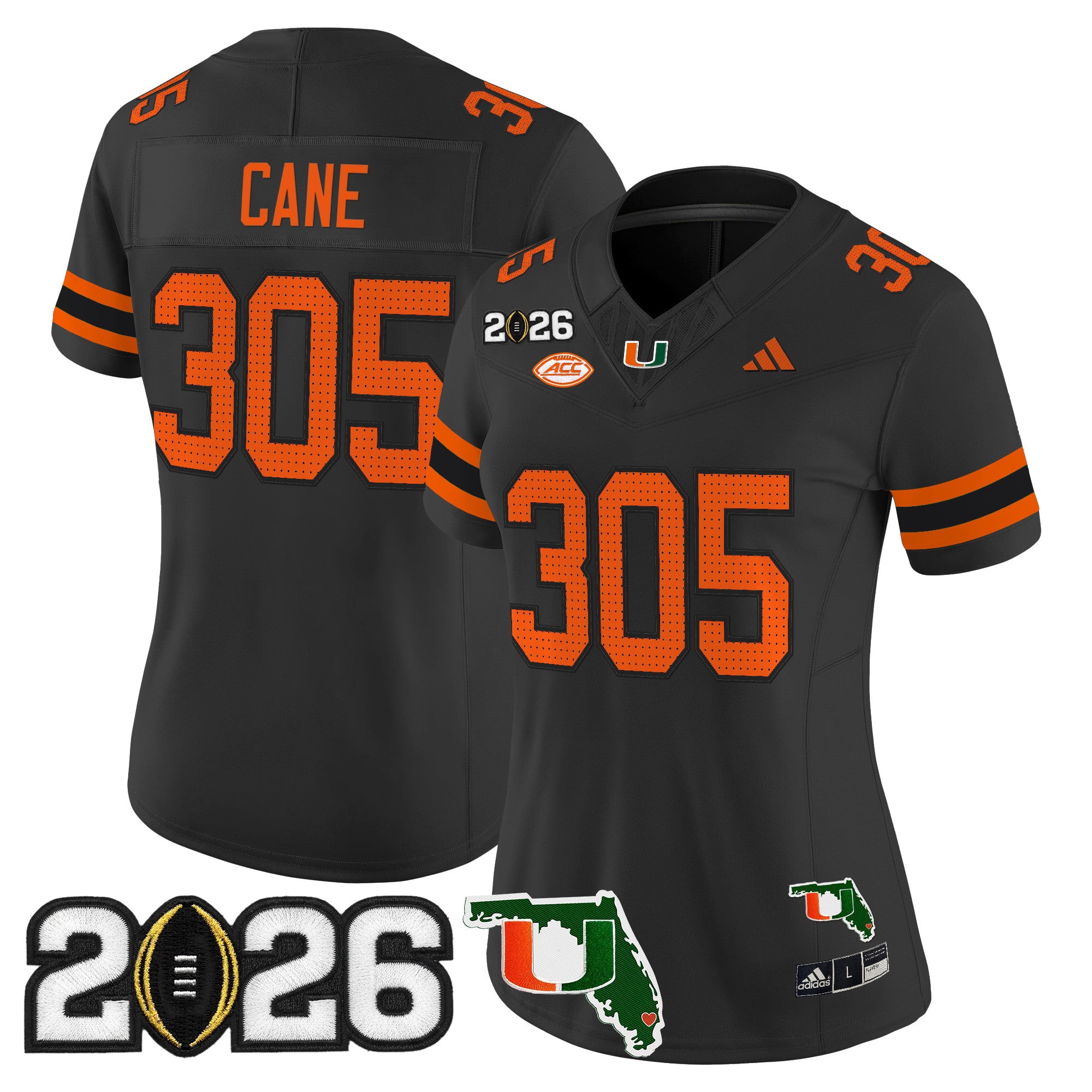 Women's Miami Hurricanes 2026 CFP Final & Florida Patch Vapor Limited Jersey - All Stitched