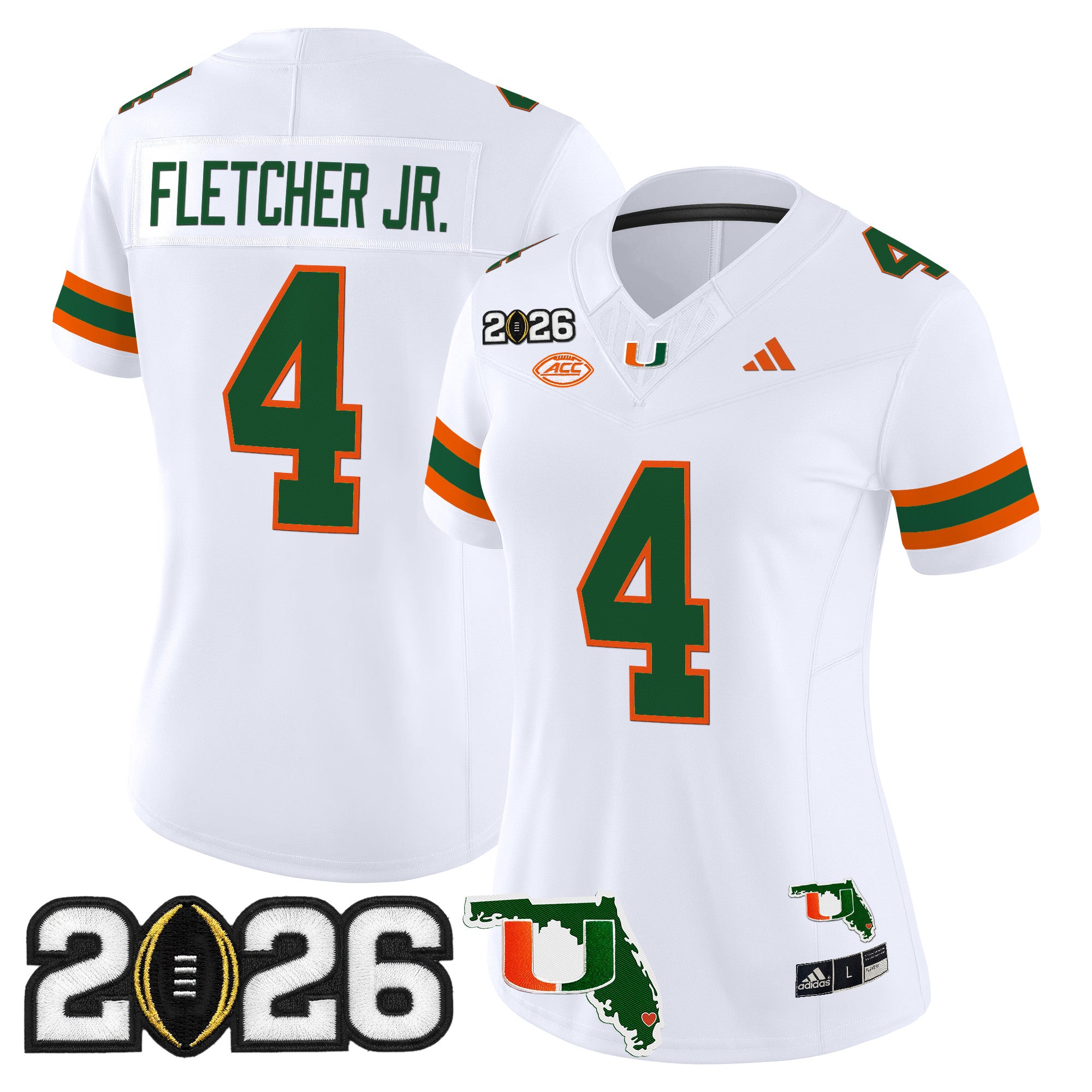 Women's Miami Hurricanes 2026 CFP Final & Florida Patch Vapor Limited Jersey - All Stitched