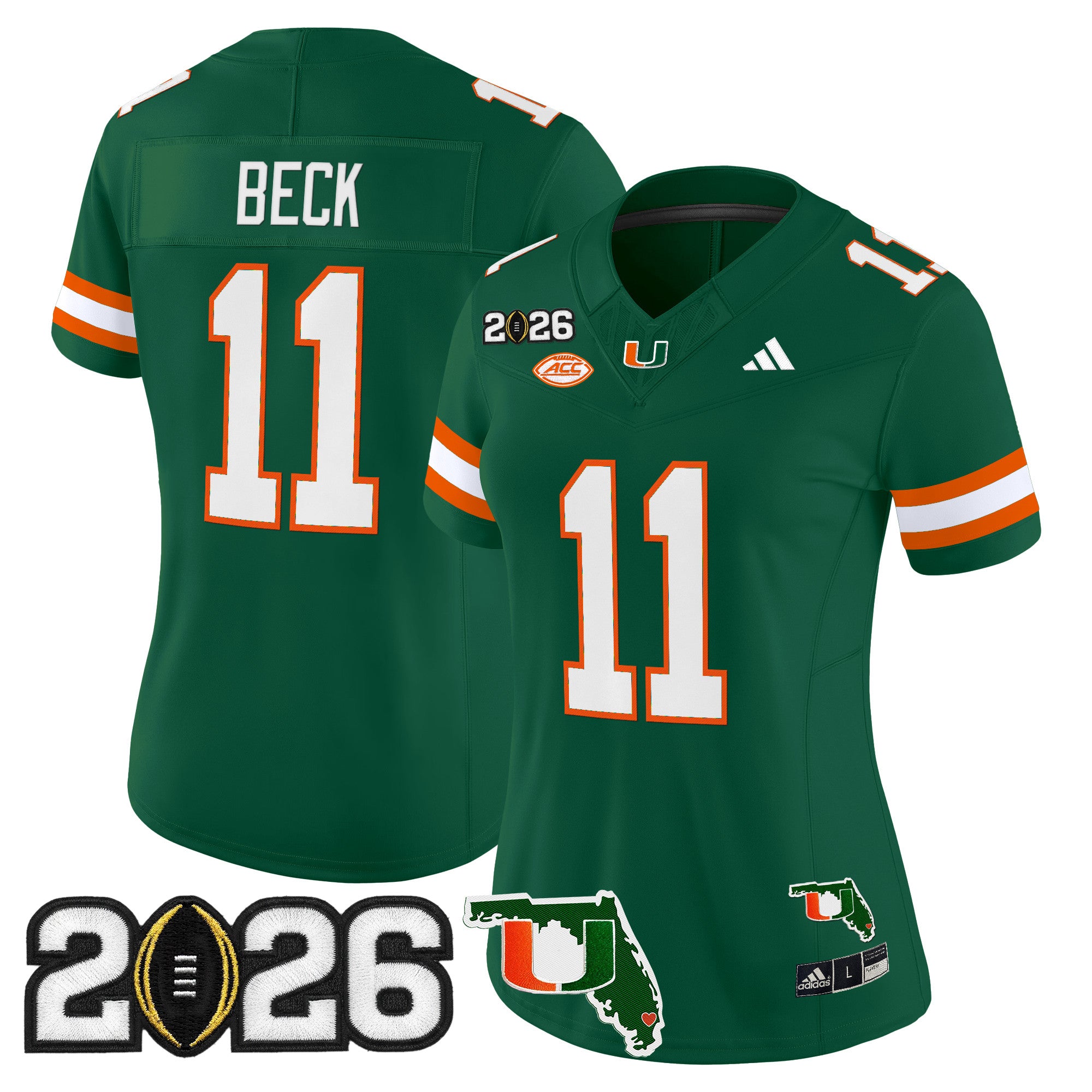 Women's Miami Hurricanes 2026 CFP Final & Florida Patch Vapor Limited Jersey - All Stitched
