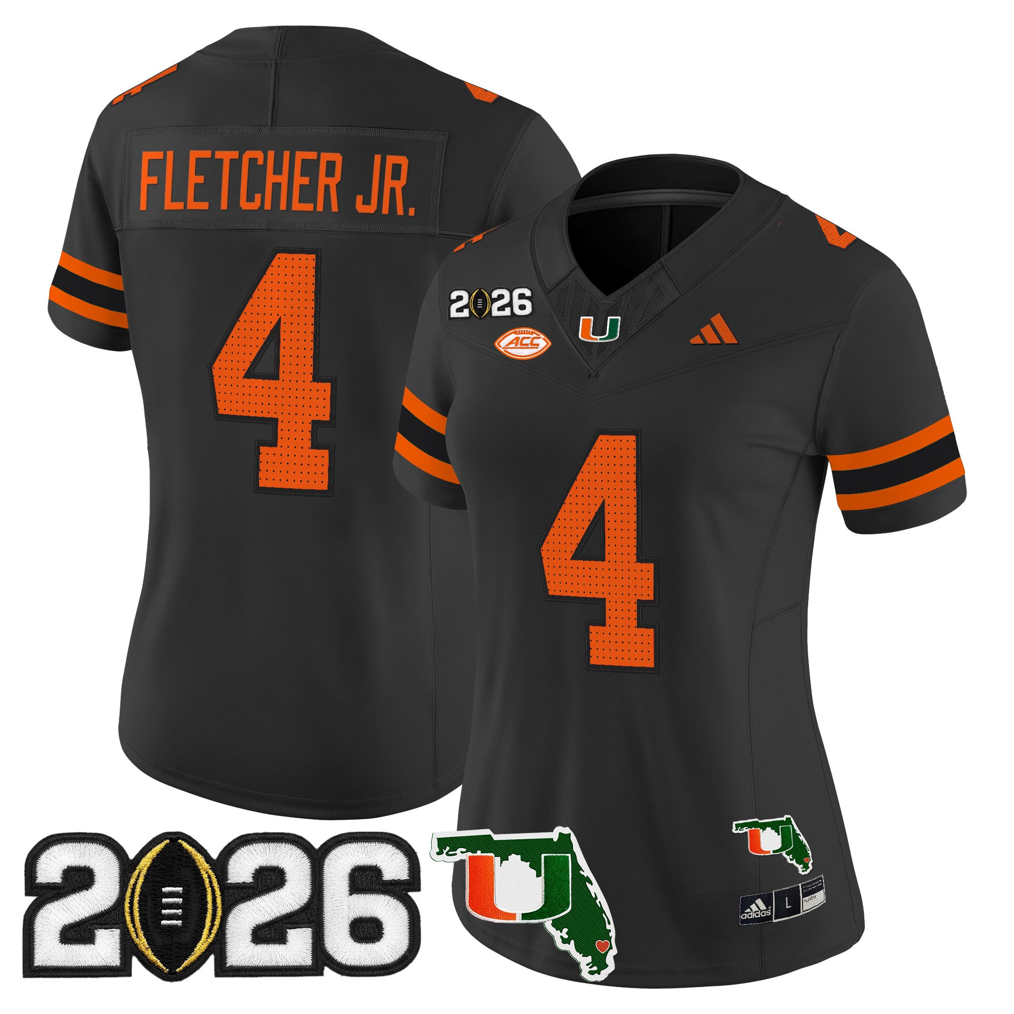 Women's Miami Hurricanes 2026 CFP Final & Florida Patch Vapor Limited Jersey - All Stitched