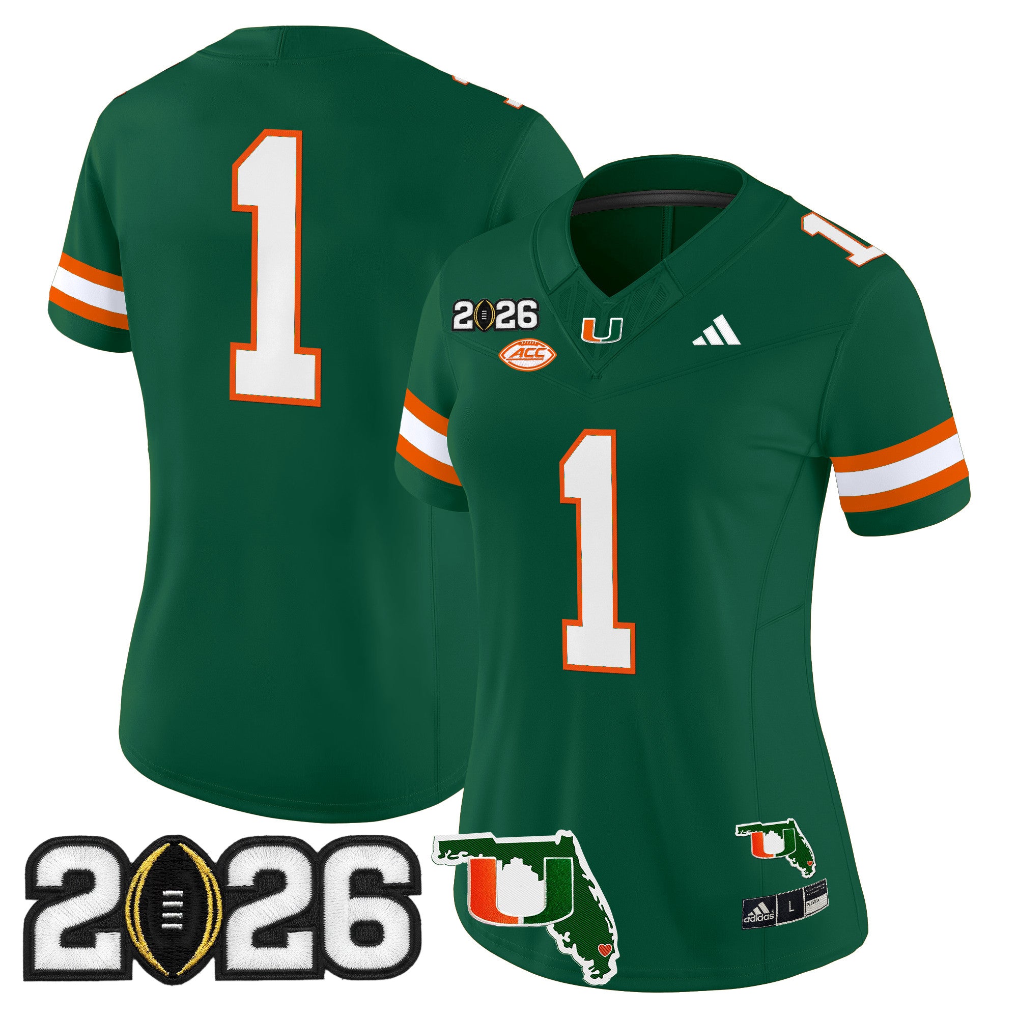 Women's Miami Hurricanes 2026 CFP Final & Florida Patch Vapor Limited Jersey - All Stitched