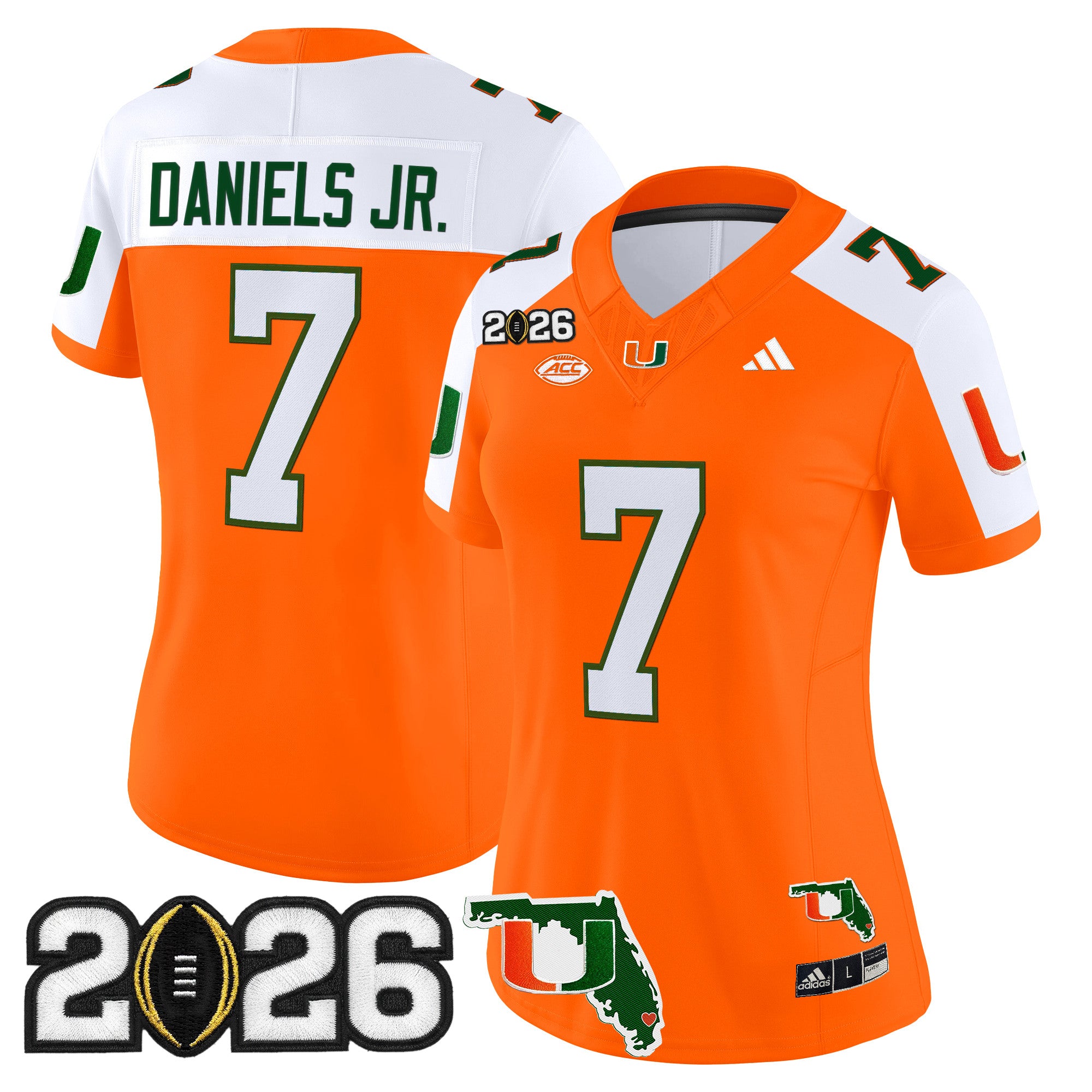 Women's Miami Hurricanes 2026 CFP Final & Florida Patch Vapor Limited Jersey - All Stitched