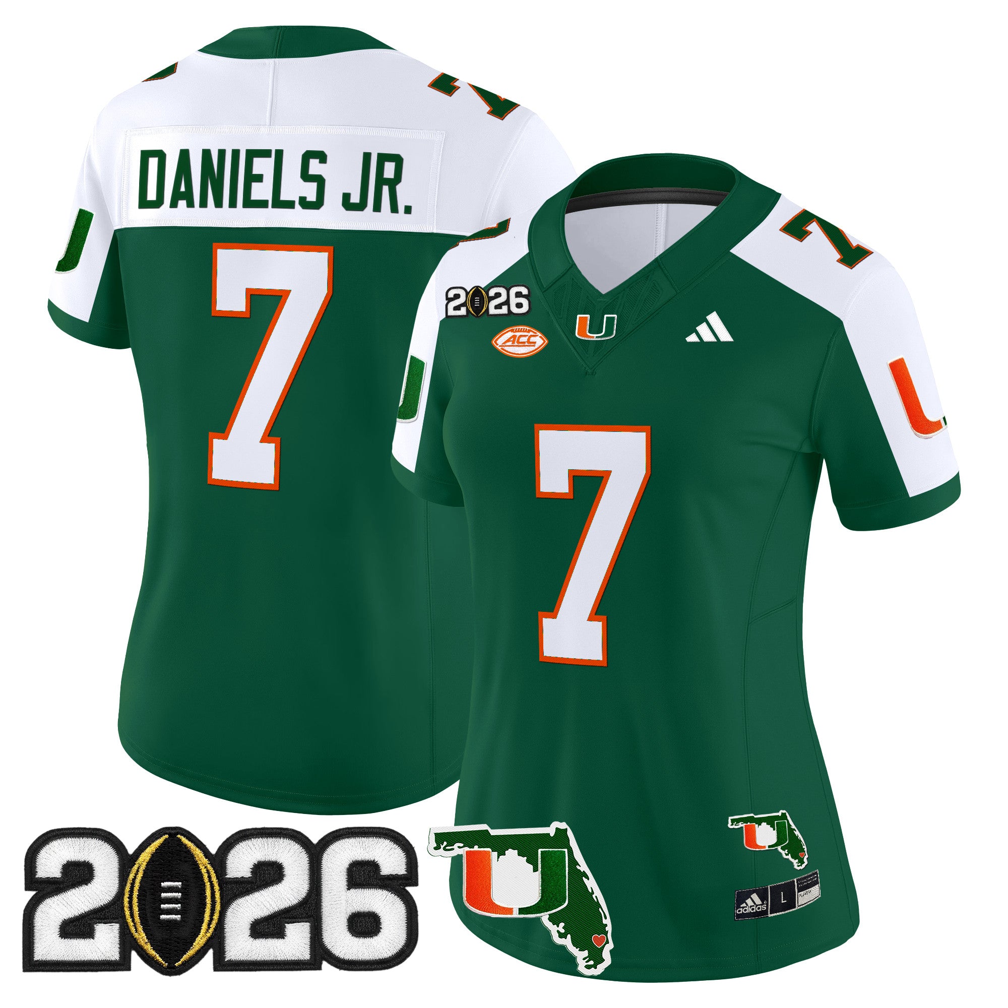 Women's Miami Hurricanes 2026 CFP Final & Florida Patch Vapor Limited Jersey - All Stitched