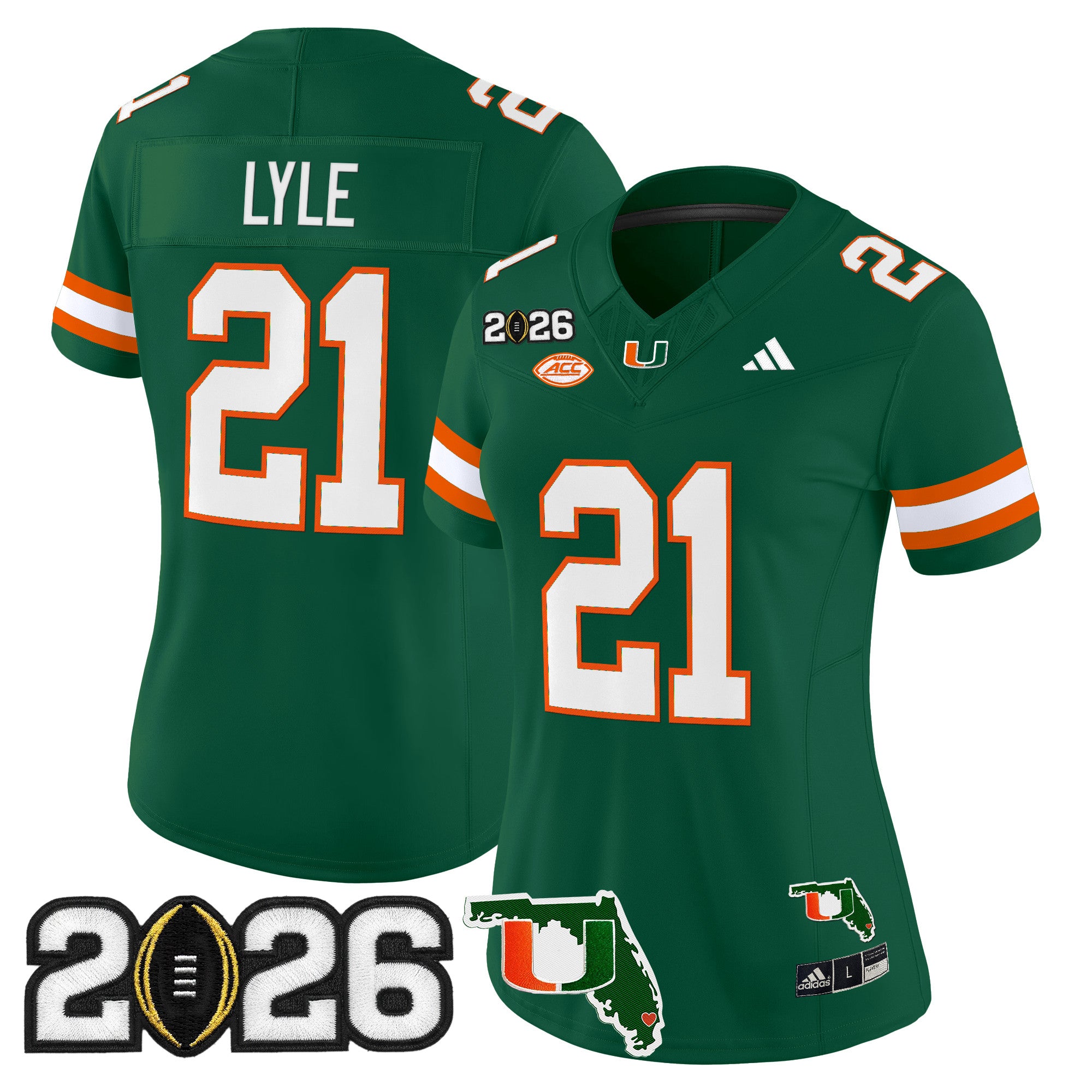 Women's Miami Hurricanes 2026 CFP Final & Florida Patch Vapor Limited Jersey - All Stitched
