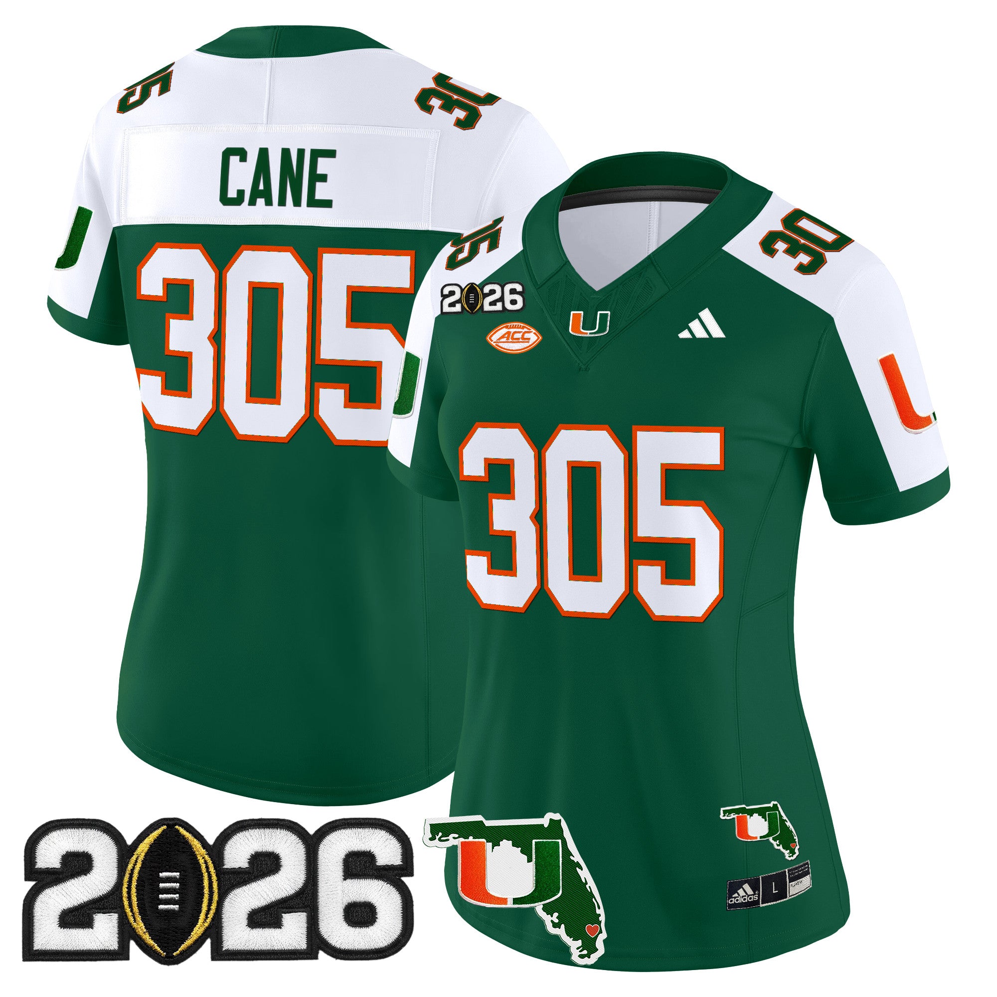 Women's Miami Hurricanes 2026 CFP Final & Florida Patch Vapor Limited Jersey - All Stitched