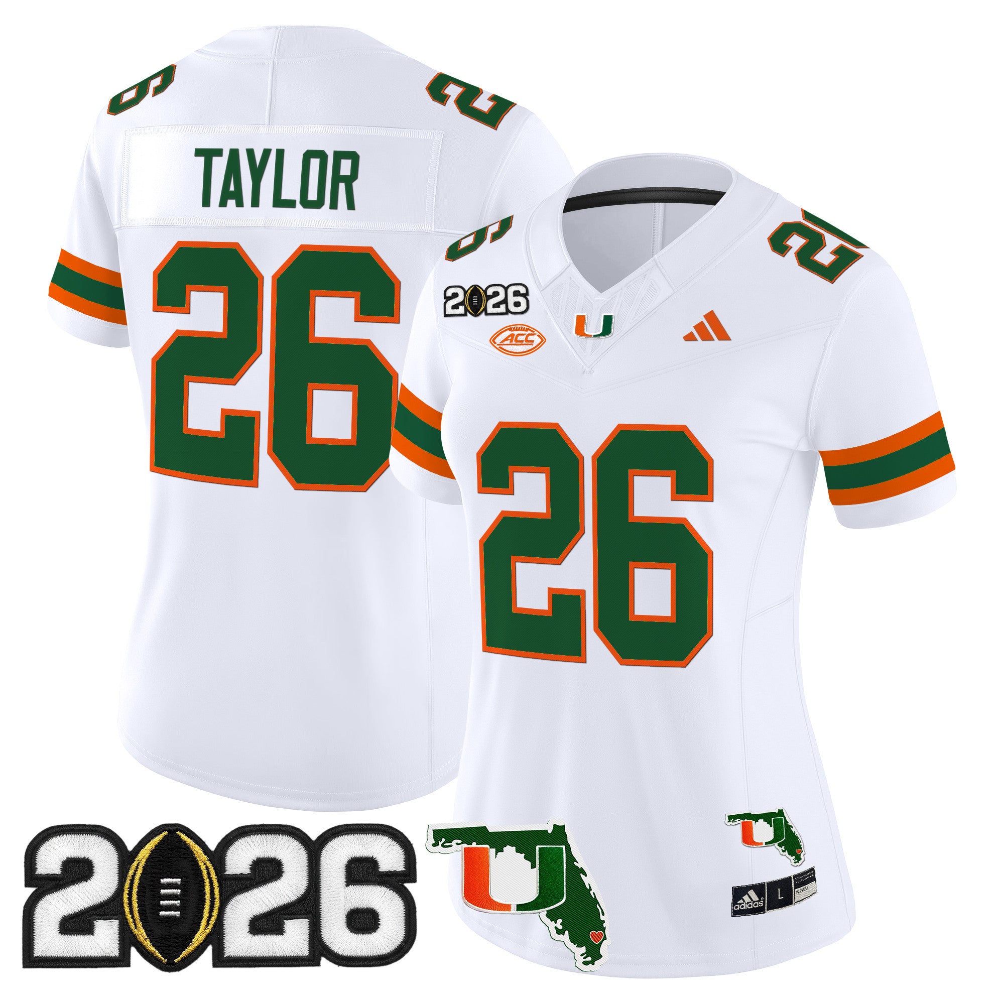 Women's Miami Hurricanes 2026 CFP Final & Florida Patch Vapor Limited Jersey - All Stitched