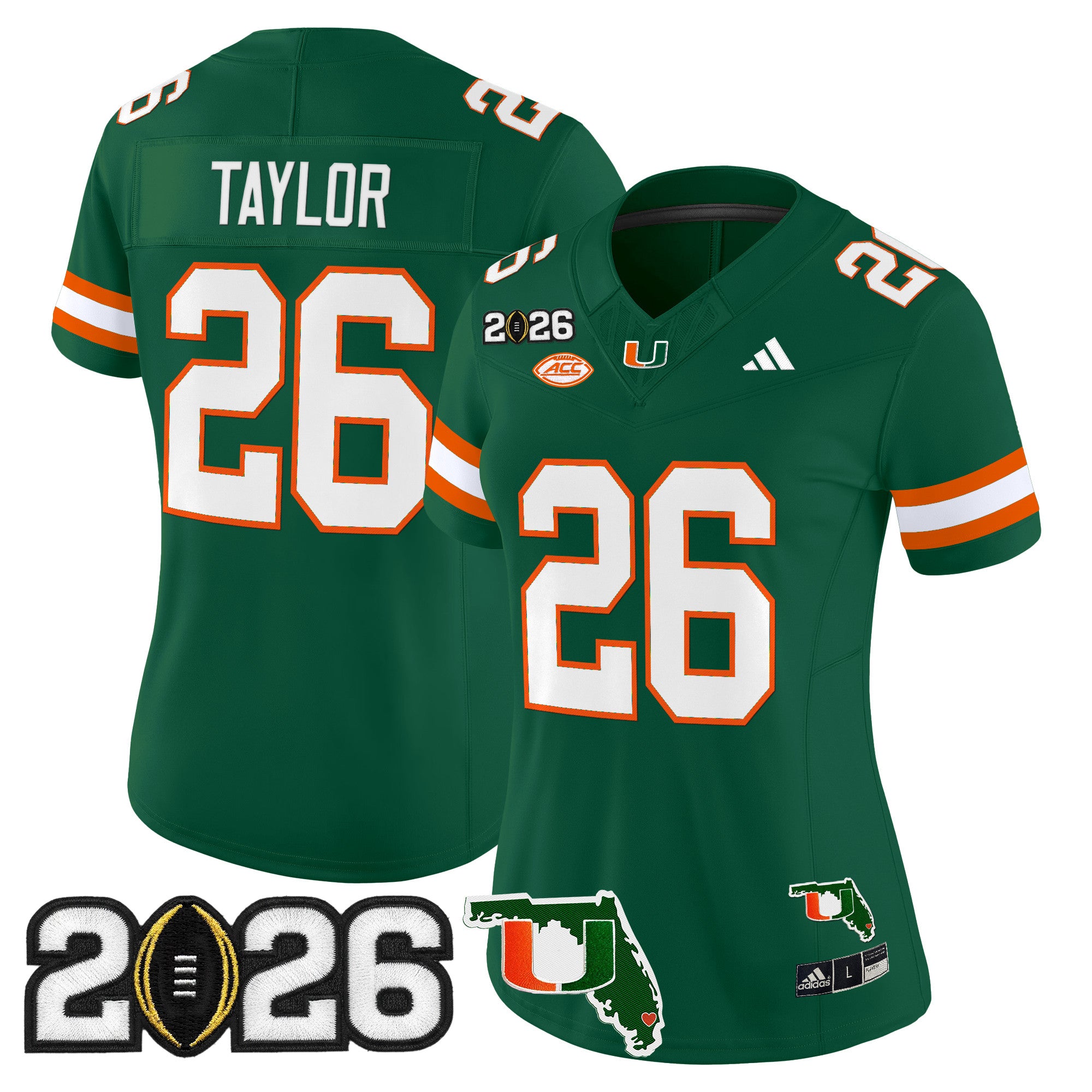 Women's Miami Hurricanes 2026 CFP Final & Florida Patch Vapor Limited Jersey - All Stitched