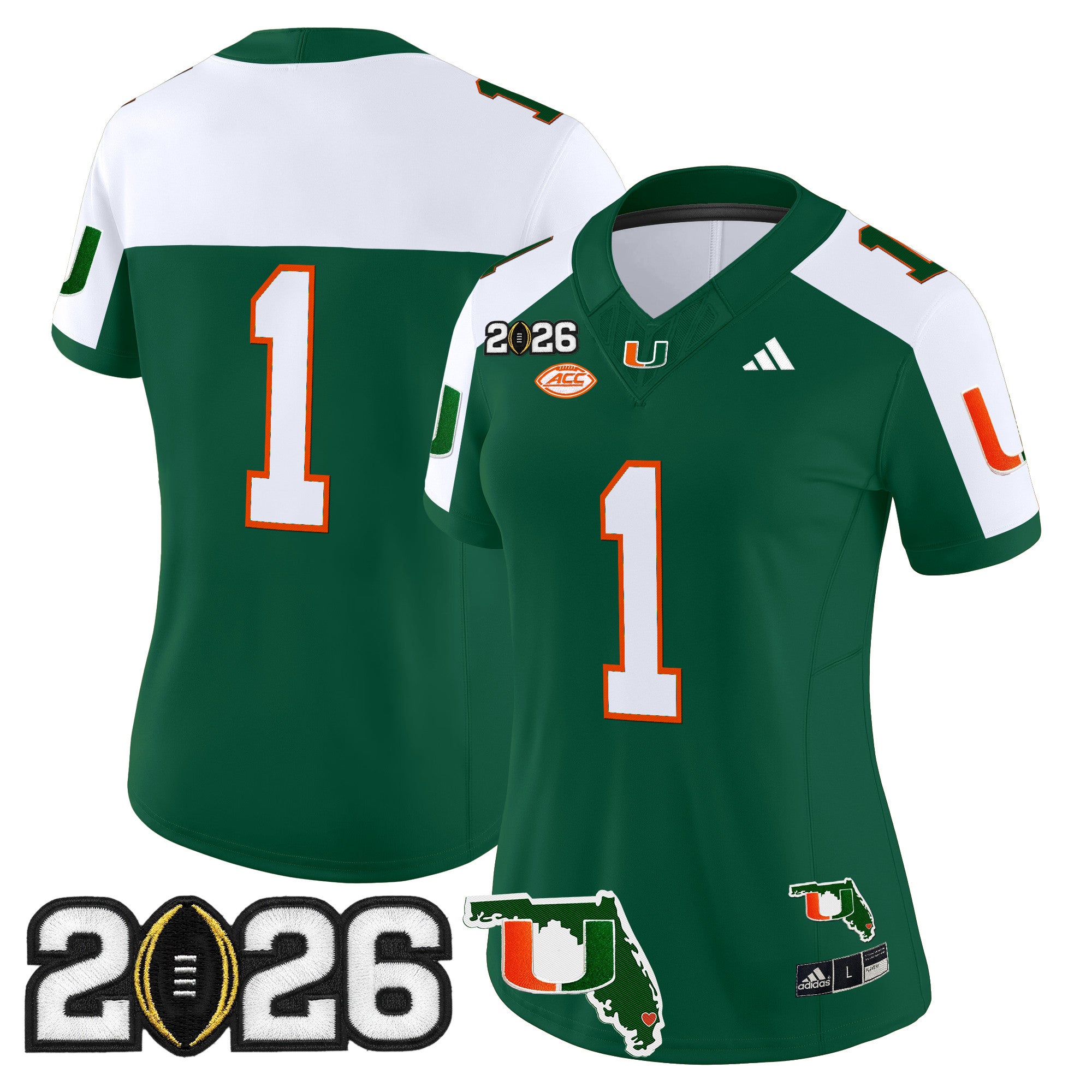 Women's Miami Hurricanes 2026 CFP Final & Florida Patch Vapor Limited Jersey - All Stitched