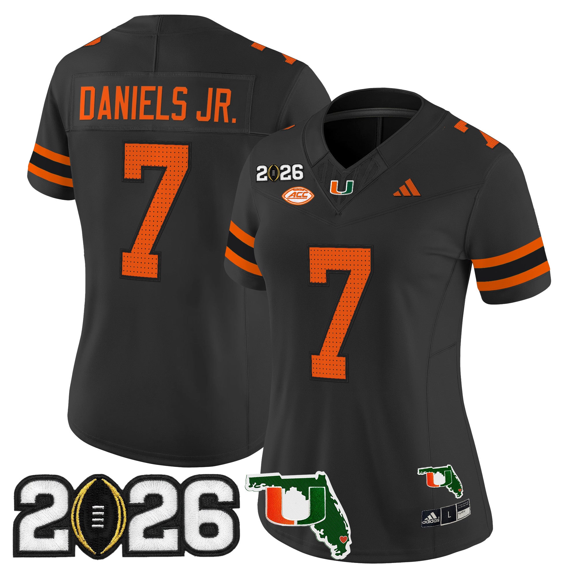 Women's Miami Hurricanes 2026 CFP Final & Florida Patch Vapor Limited Jersey - All Stitched