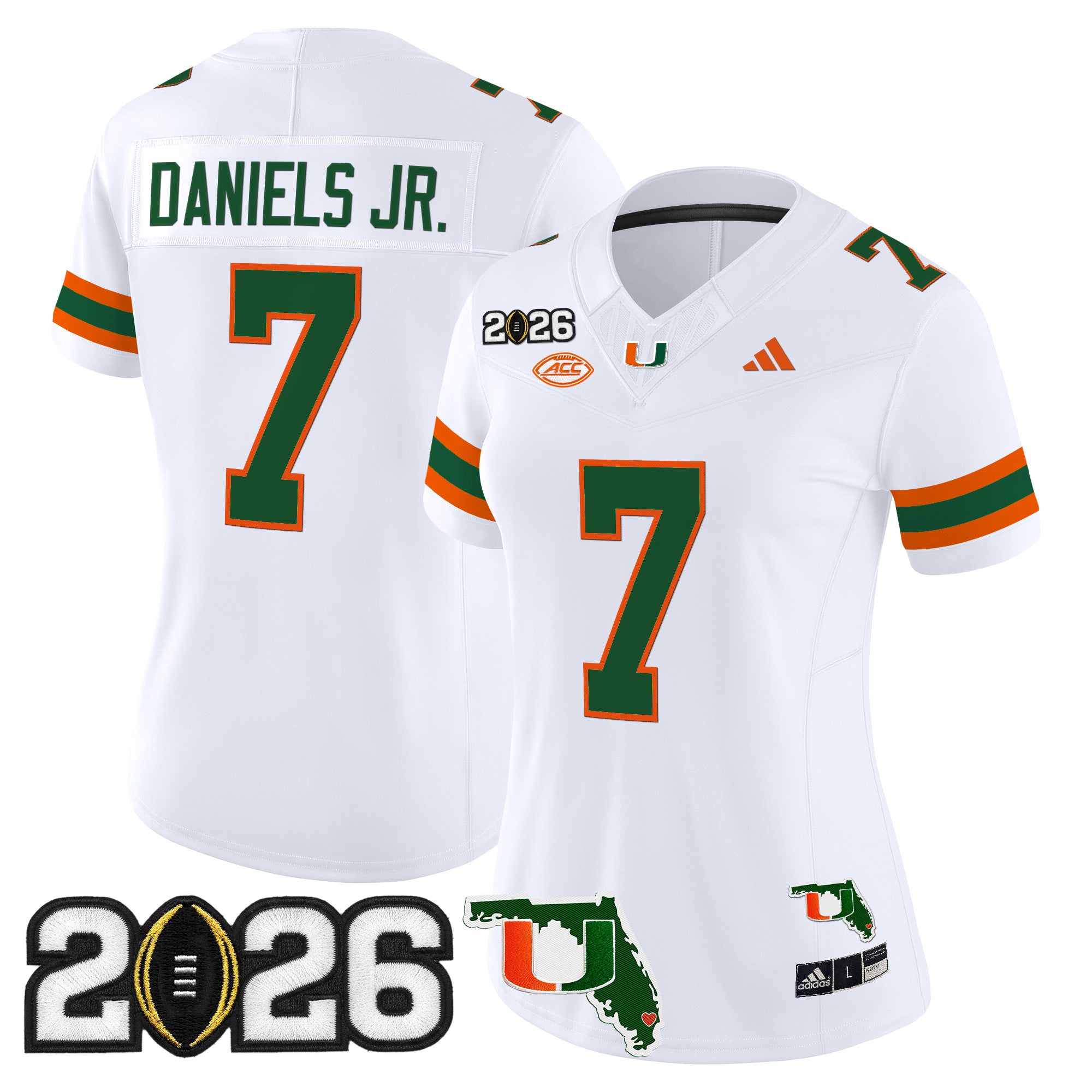 Women's Miami Hurricanes 2026 CFP Final & Florida Patch Vapor Limited Jersey - All Stitched