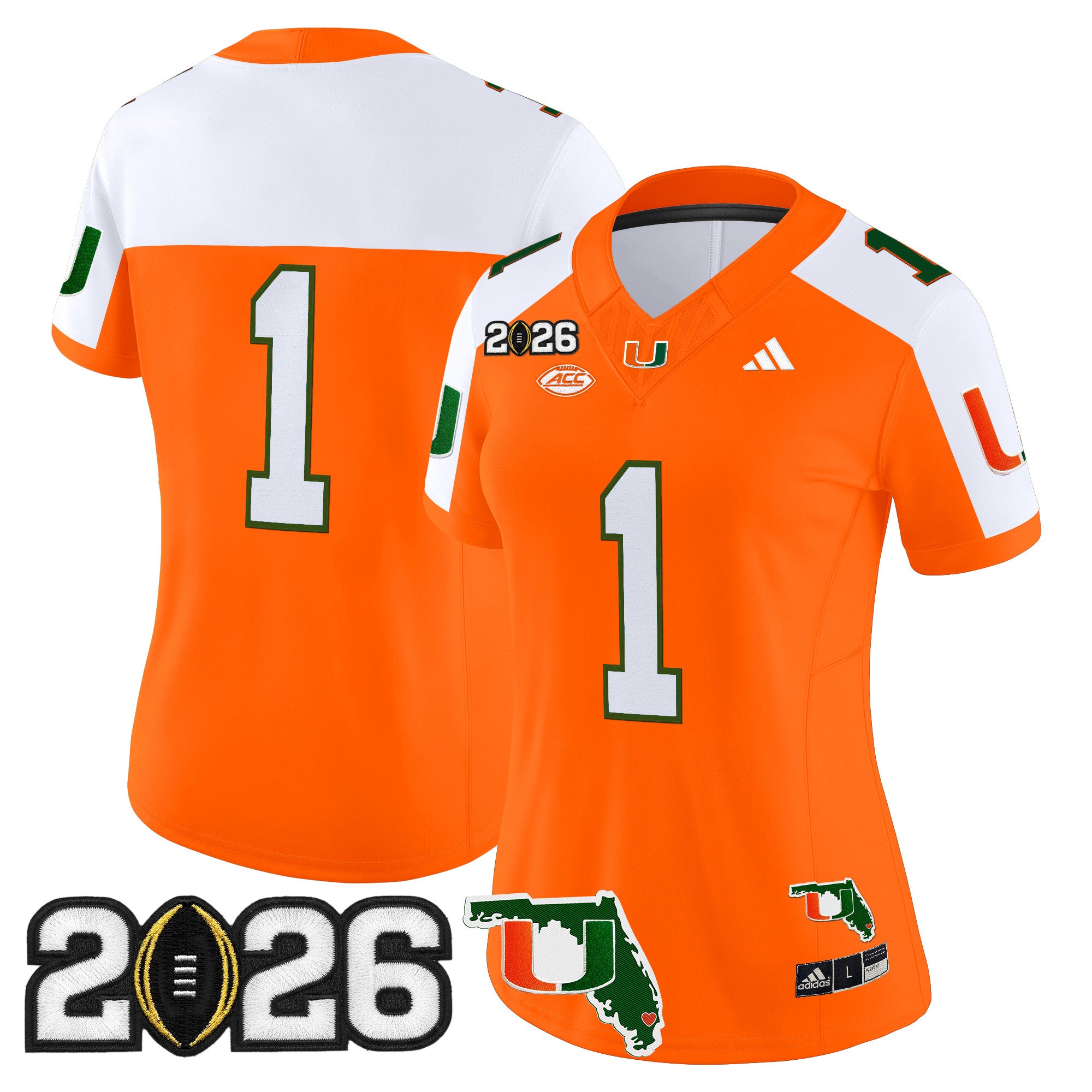 Women's Miami Hurricanes 2026 CFP Final & Florida Patch Vapor Limited Jersey - All Stitched