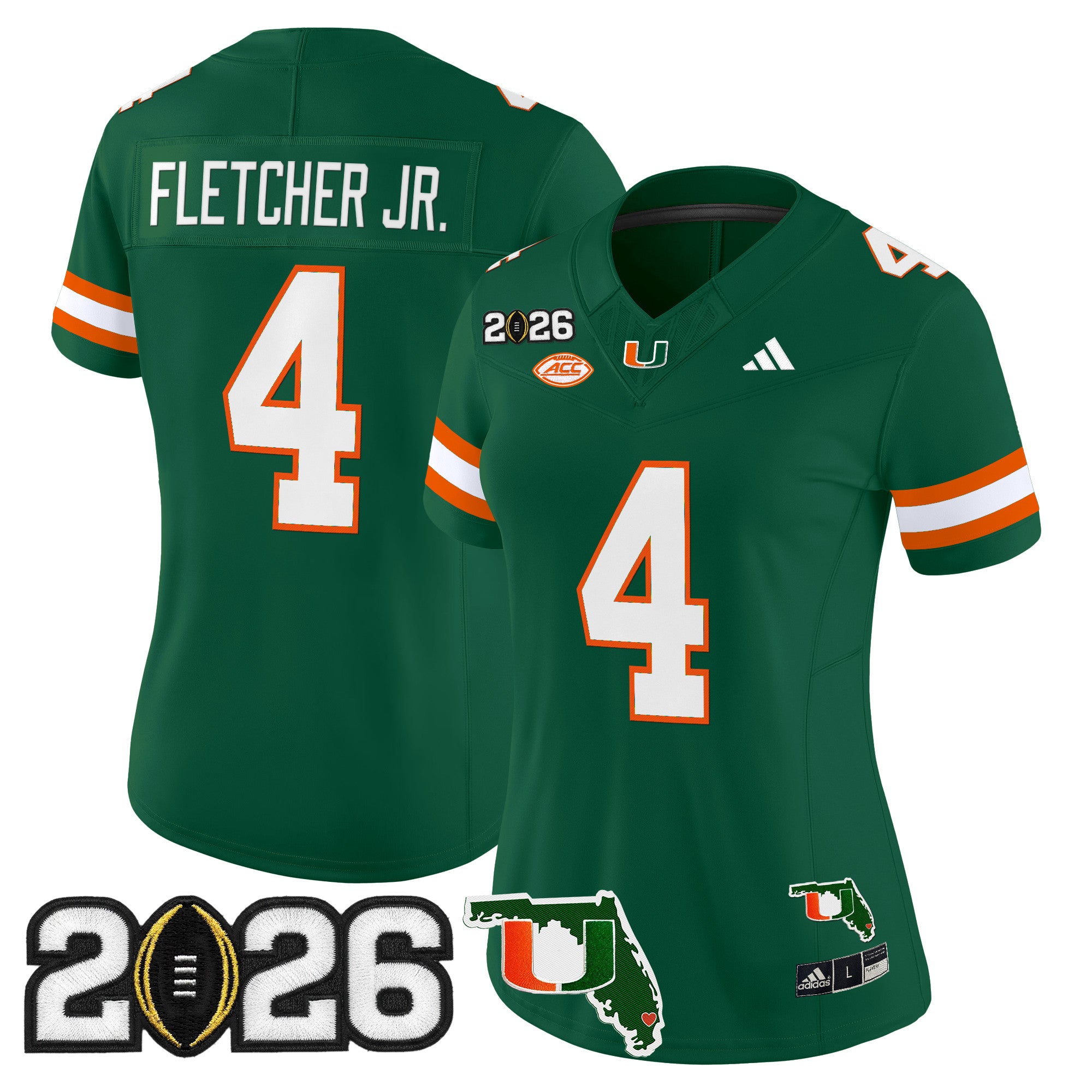 Women's Miami Hurricanes 2026 CFP Final & Florida Patch Vapor Limited Jersey - All Stitched