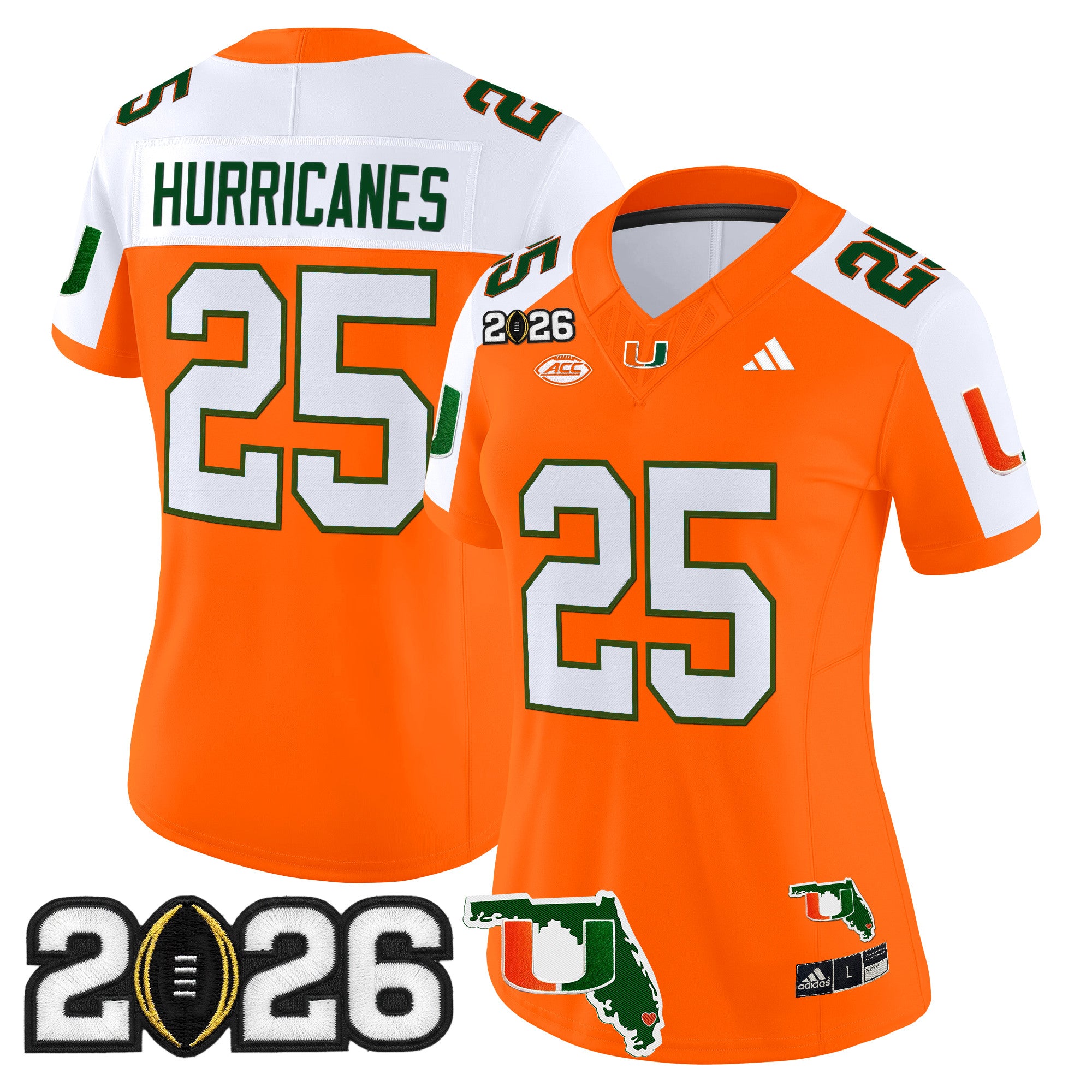 Women's Miami Hurricanes 2026 CFP Final & Florida Patch Vapor Limited Jersey - All Stitched