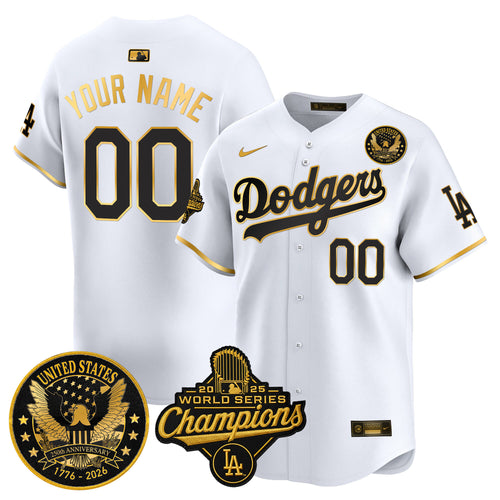 Dodgers 2025 World Series Champions & America 250th Patch Vapor Premier Limited Custom Jersey - All Stitched