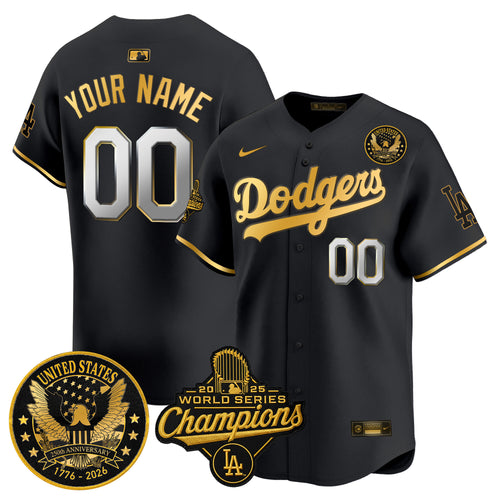 Dodgers 2025 World Series Champions & America 250th Patch Vapor Premier Limited Custom Jersey - All Stitched