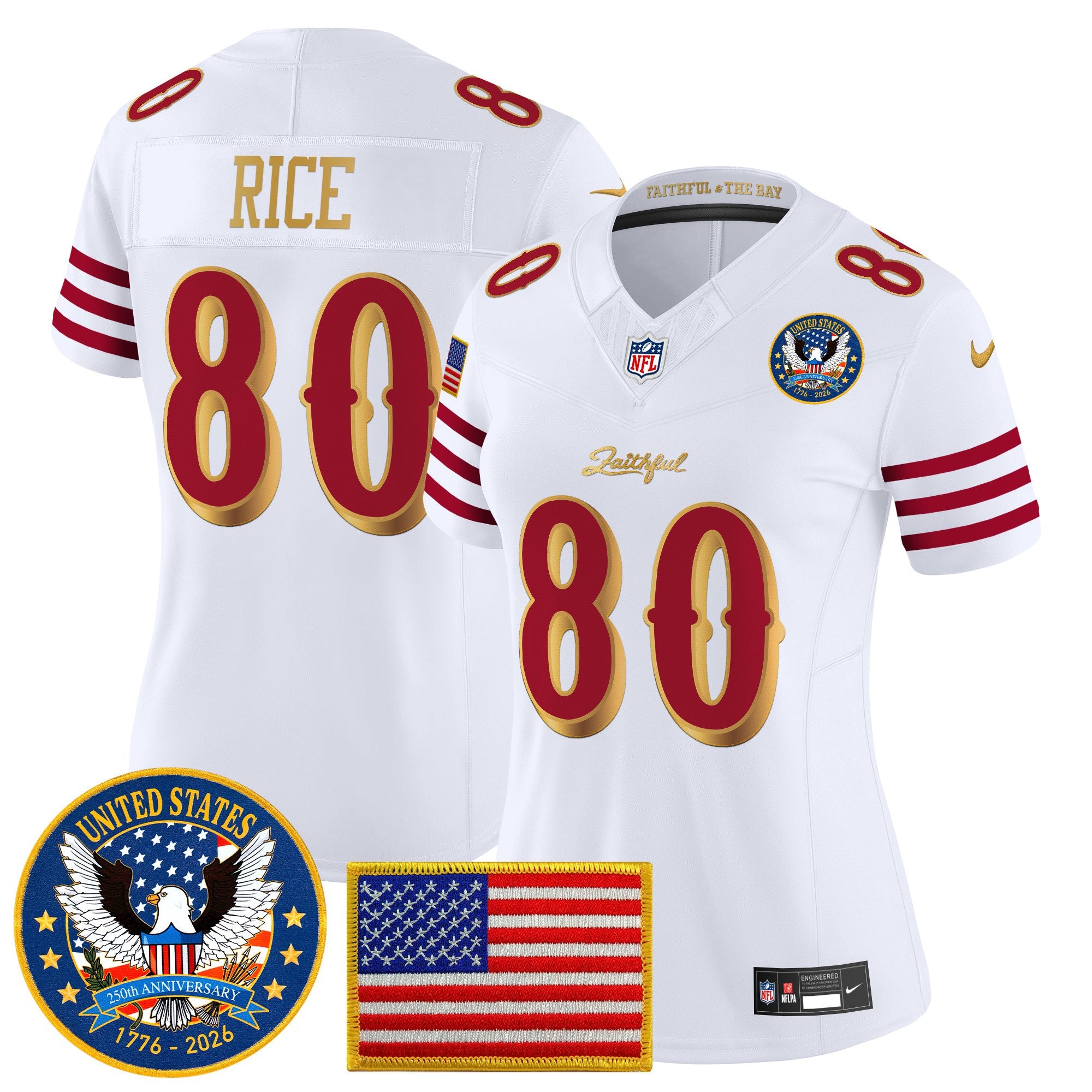 Women's San Francisco 49ers "United States 250th Anniversary Patch" Vapor Limited Jersey - All Stitched